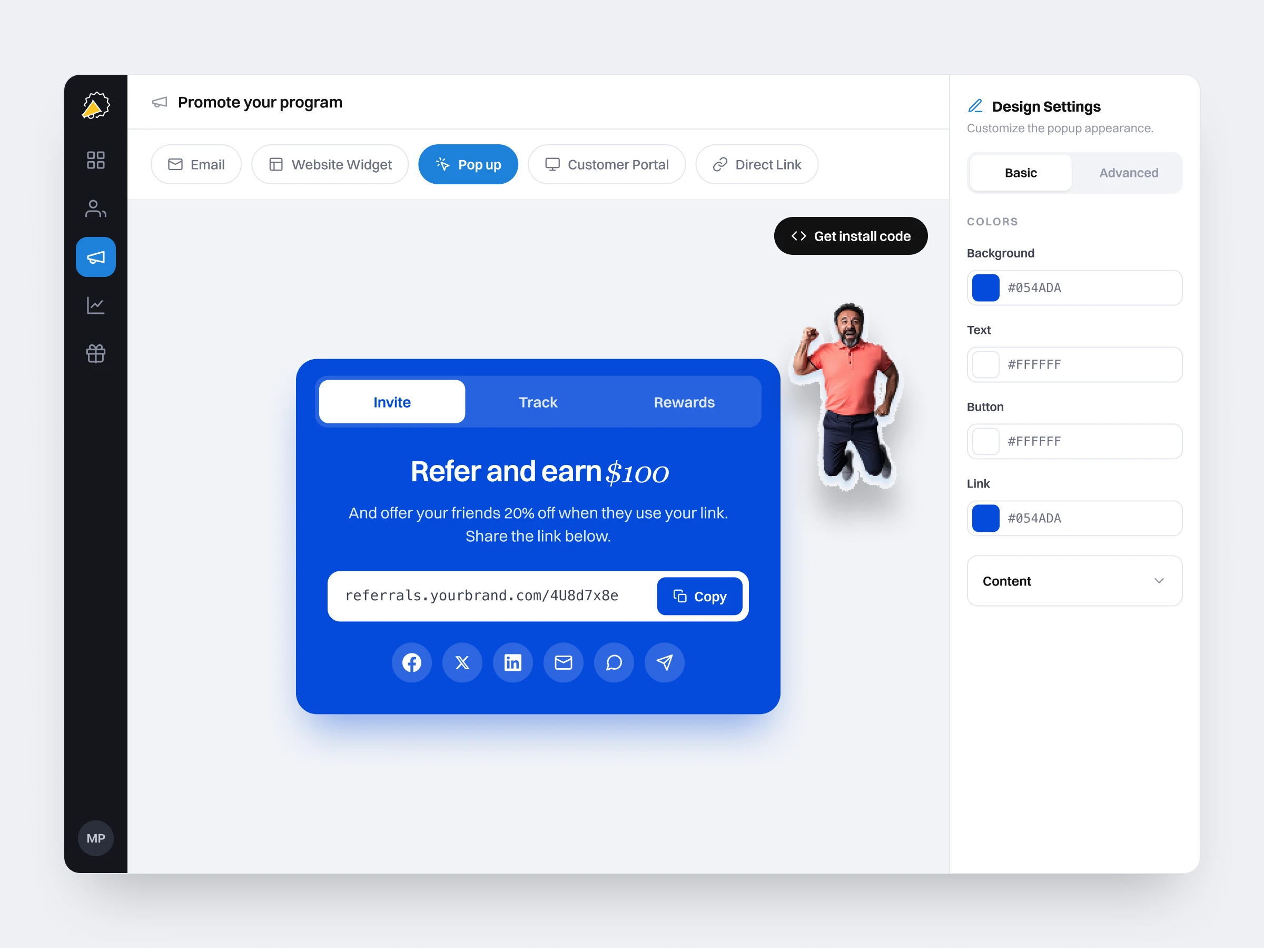 Referral Factory referral program popup builder and popup preview