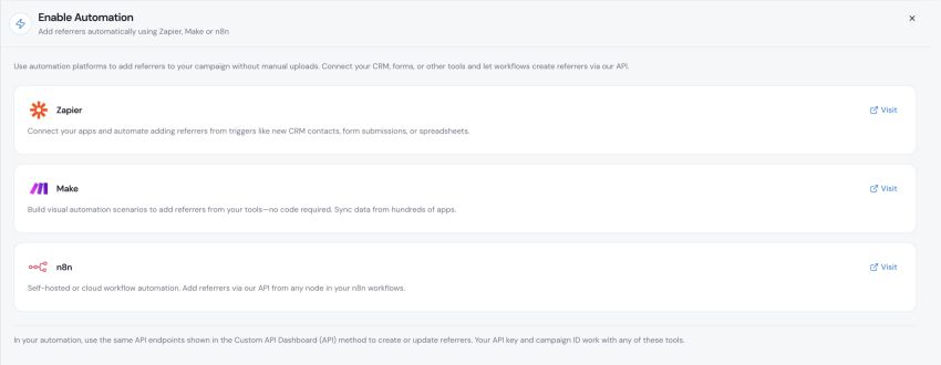 How Can I Add Referrers Automatically From Other Apps?