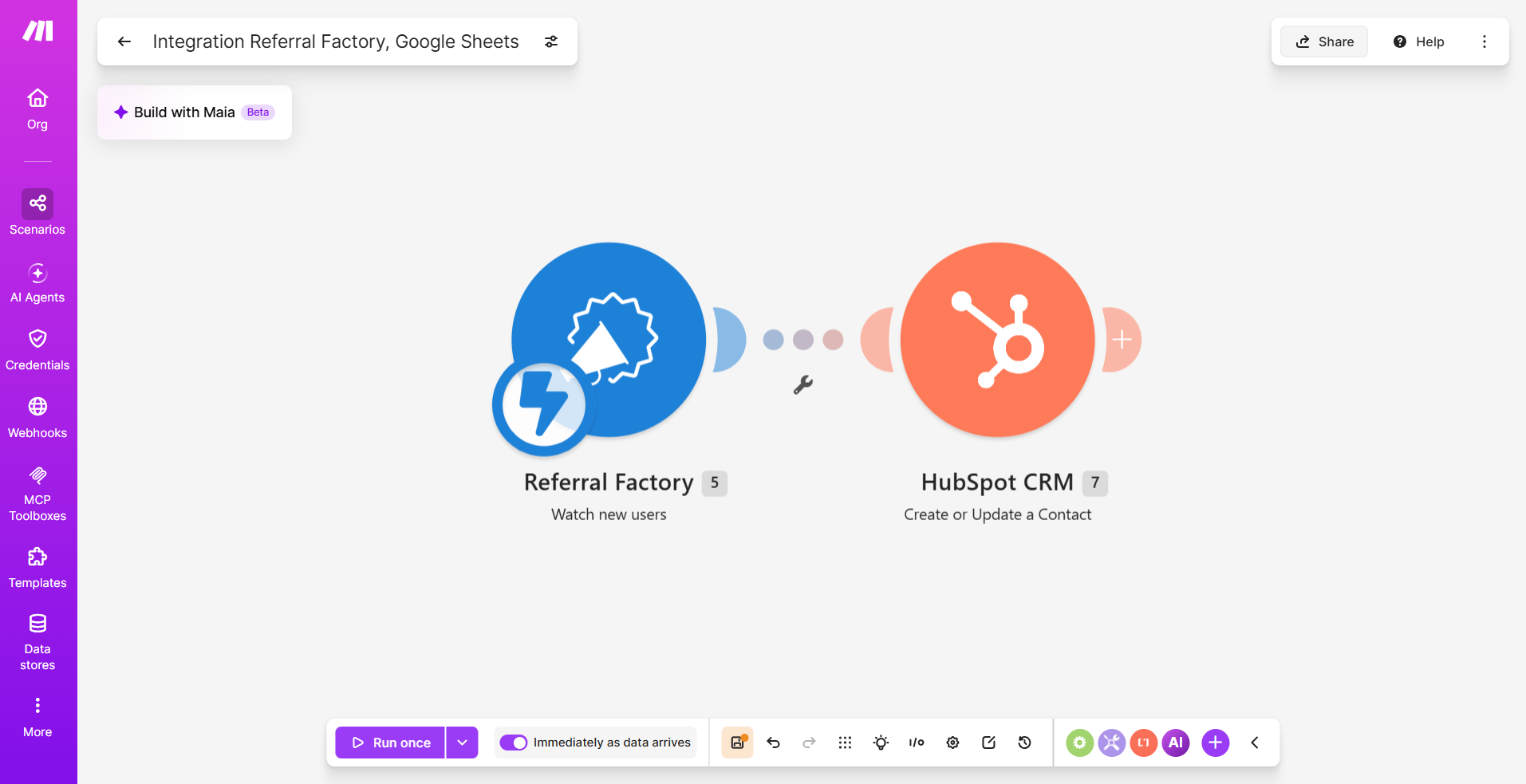 How Can I Send New Referrers Into My CRM Using Make? screenshot 2