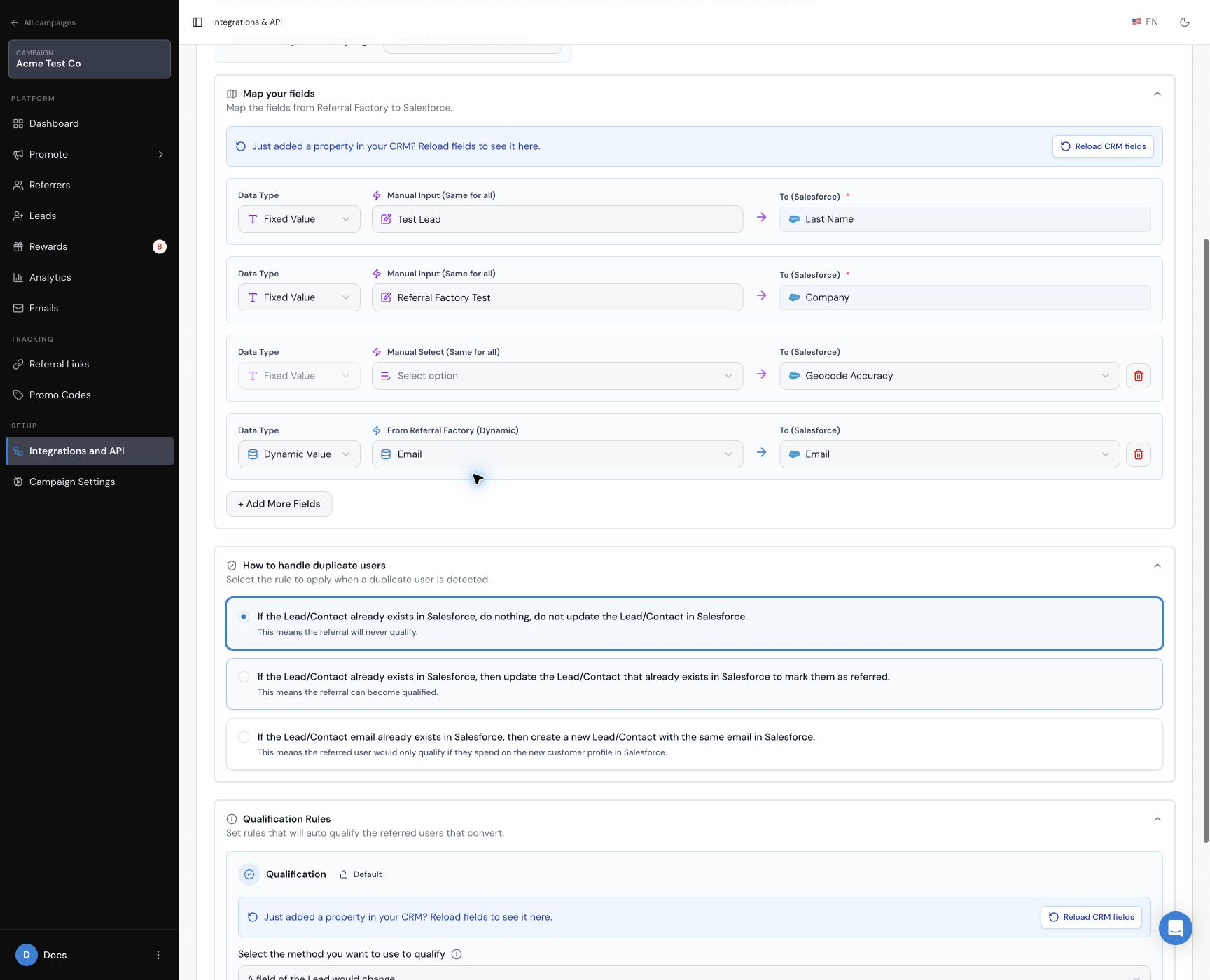 Salesforce Lead mapping with Last Name and Company fields