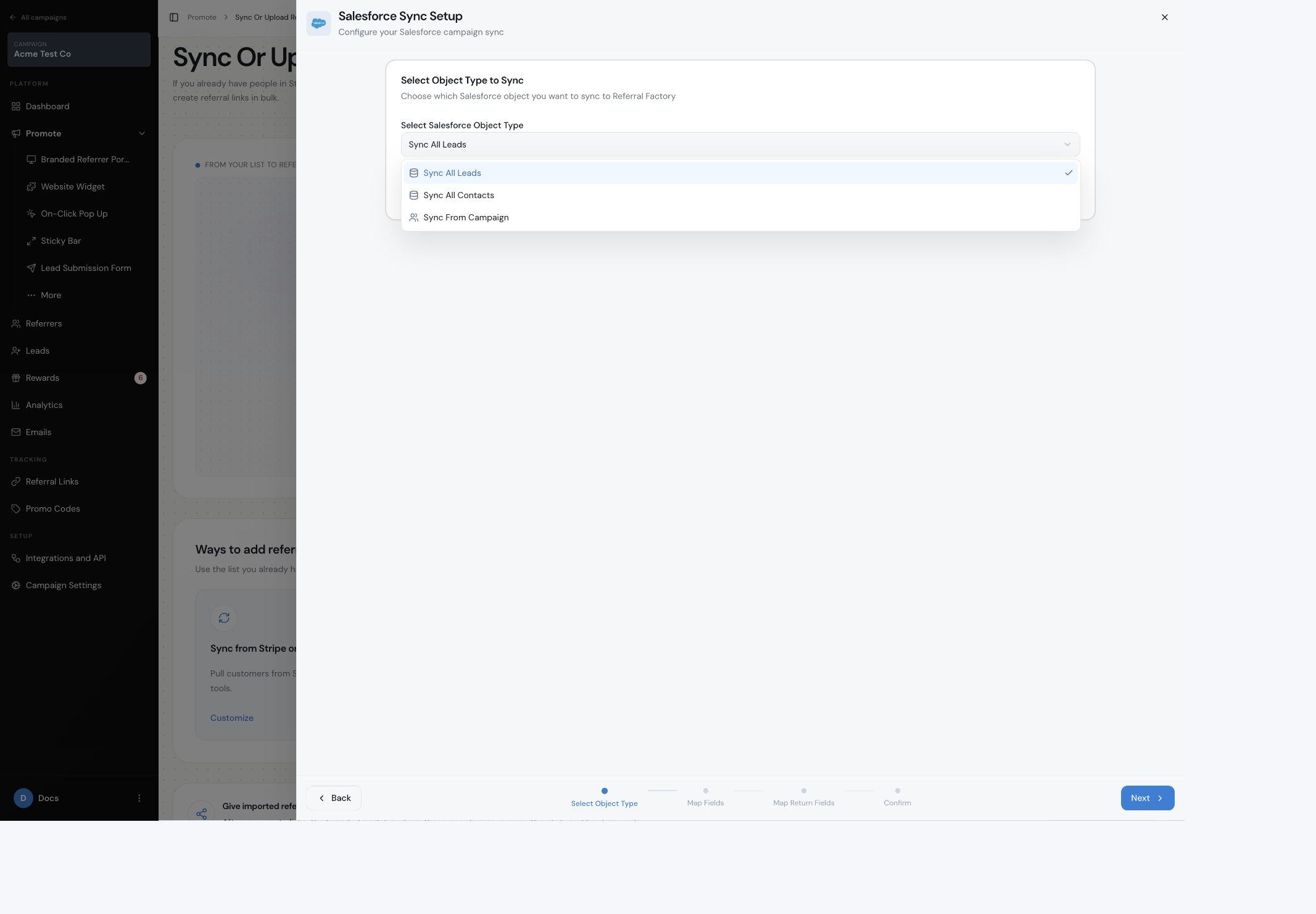 Salesforce Sync Setup with Lead, Contact and campaign record sources