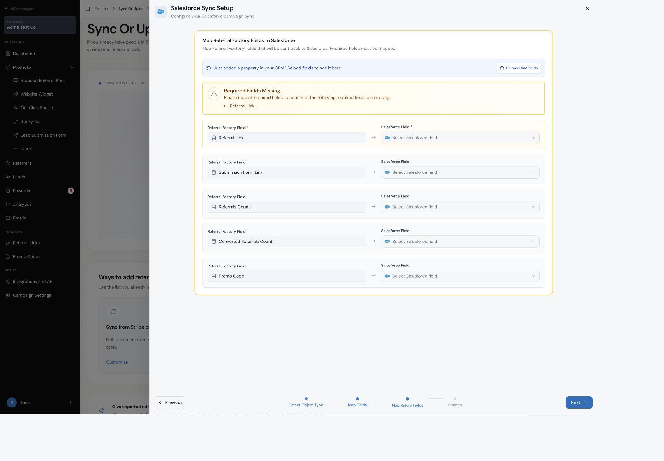 Referral Factory referral fields mapped back to Salesforce