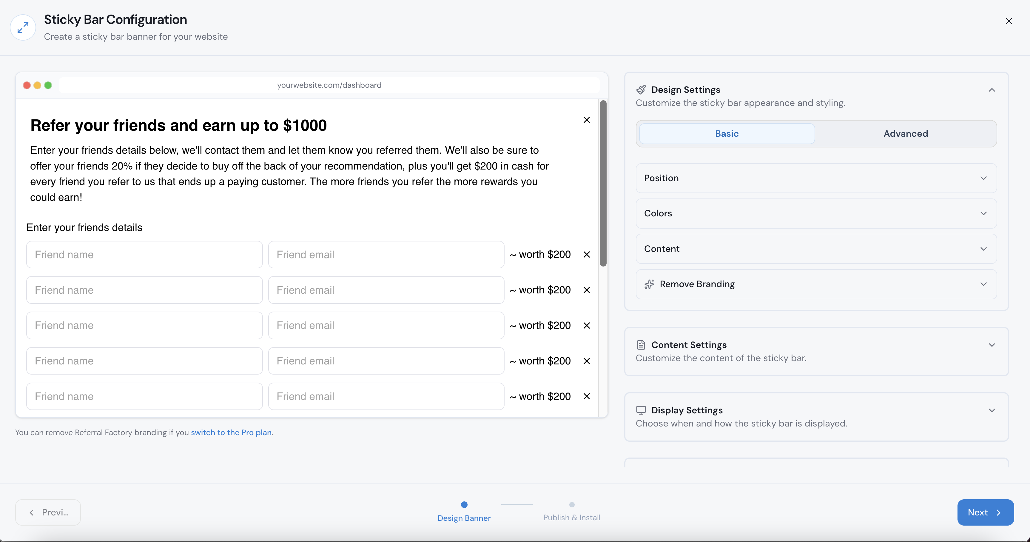 The Sticky Bar can open a referral form directly inside the website experience.