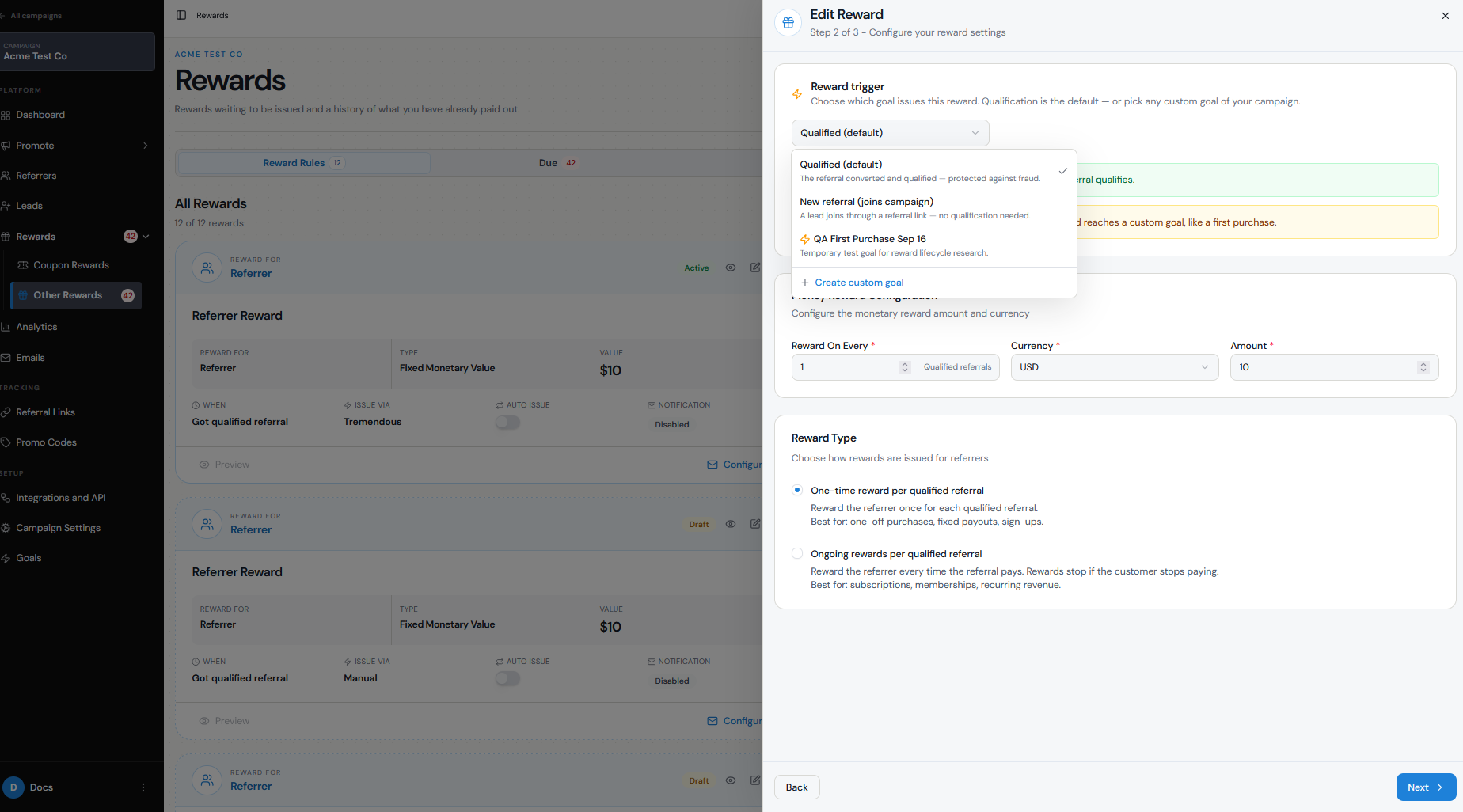 How Can I Automatically Send Tremendous Rewards When a Referral Reaches a Goal? screenshot 3
