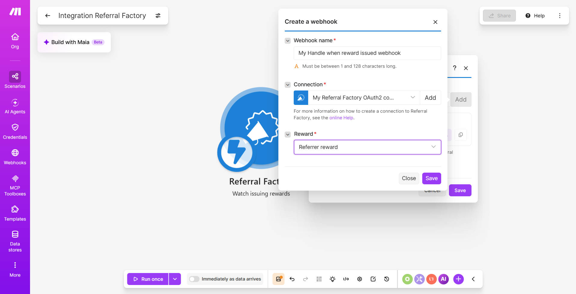 How Can I Issue Referral Rewards Using Make?