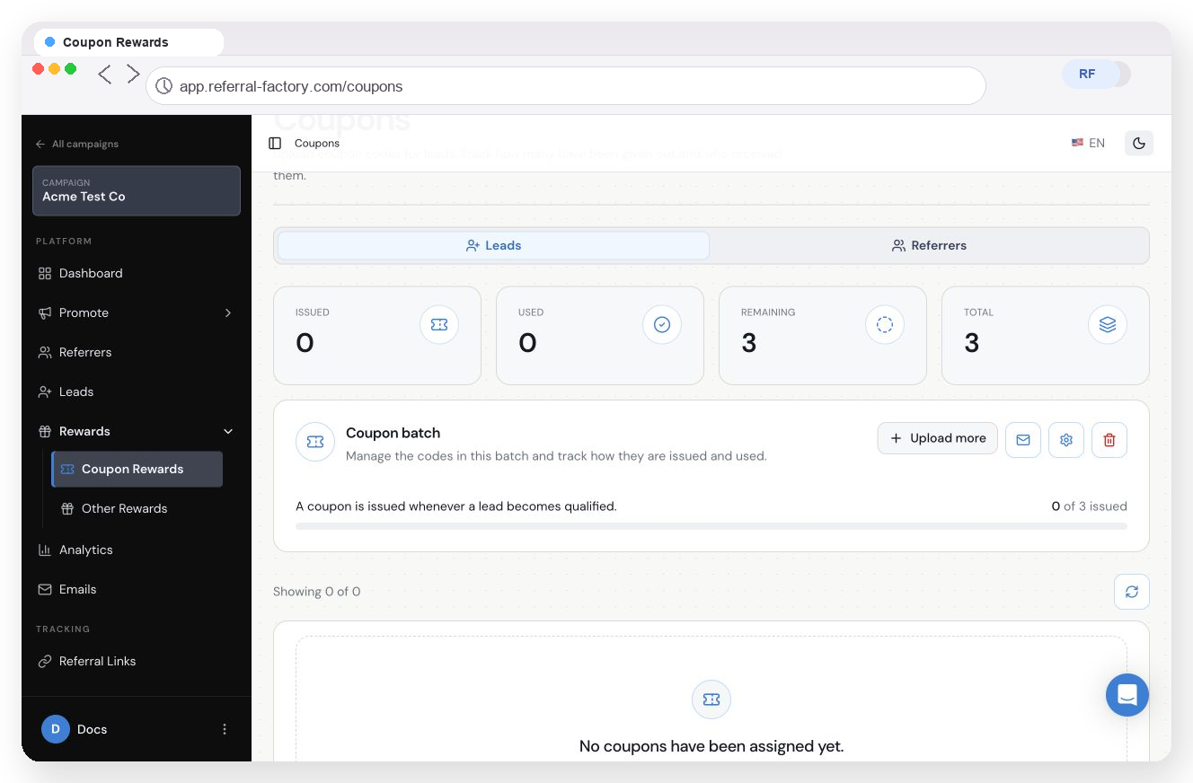 How To Set Up and Use Coupon Rewards in Referral Factory