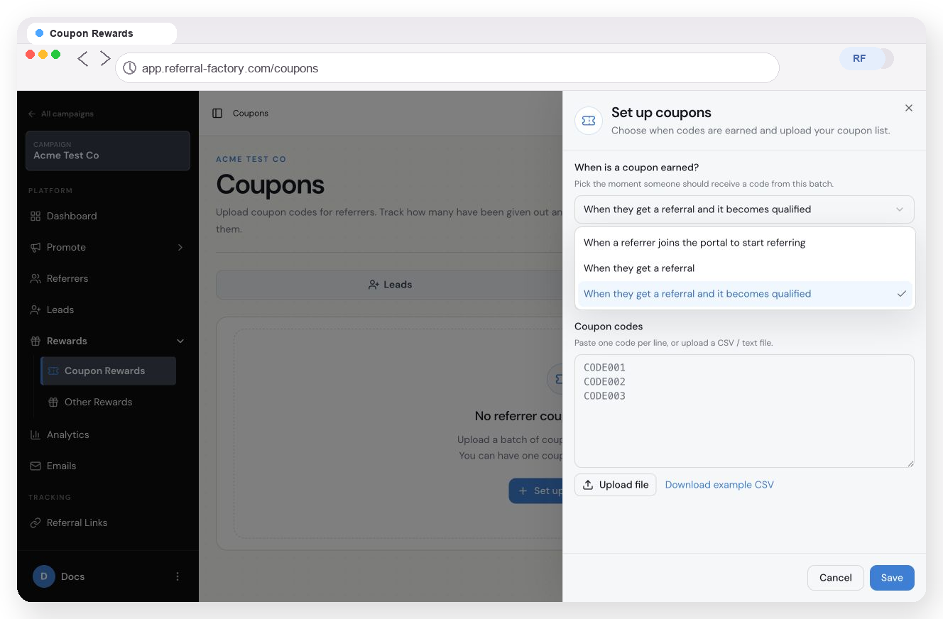 How To Set Up and Use Coupon Rewards in Referral Factory