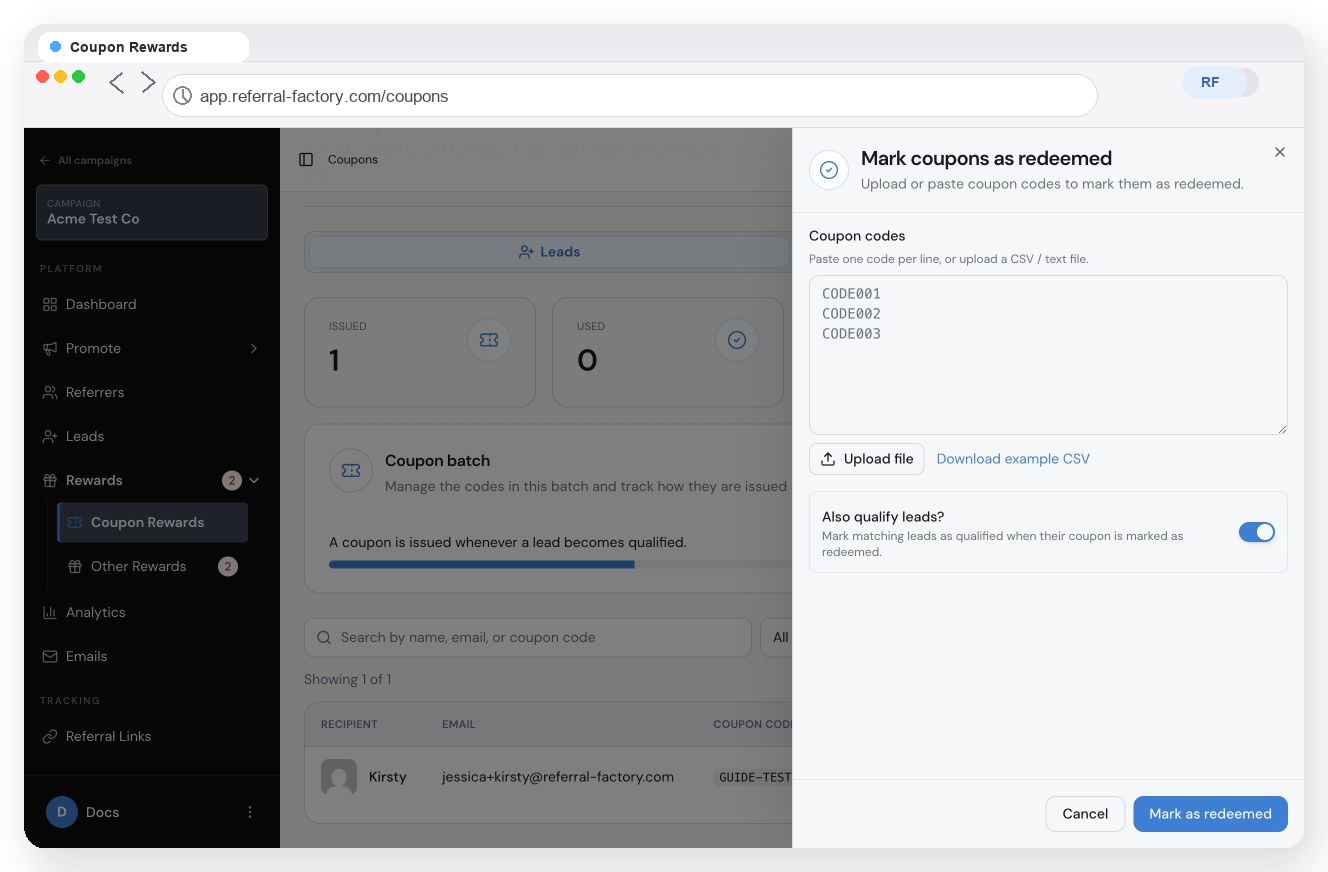 How To Set Up and Use Coupon Rewards in Referral Factory