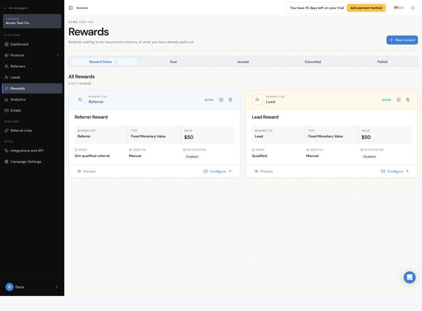 Use the Rewards tabs and rule cards to identify where the reward stopped.
