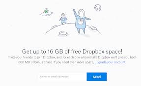 Dropbox referral program screenshot