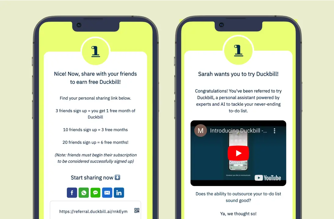 Duckbill referral program screenshot