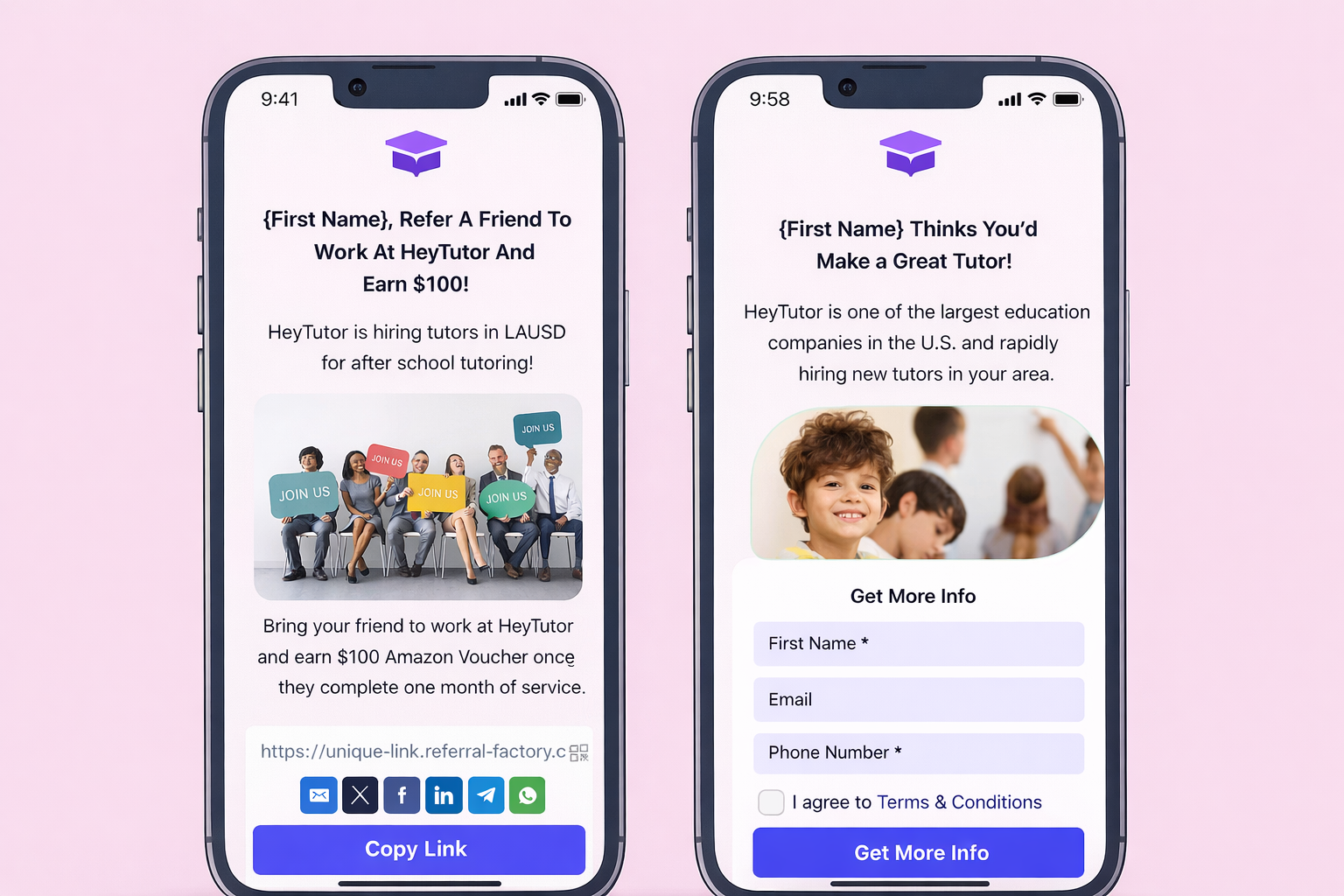 HeyTutor referral program screenshot