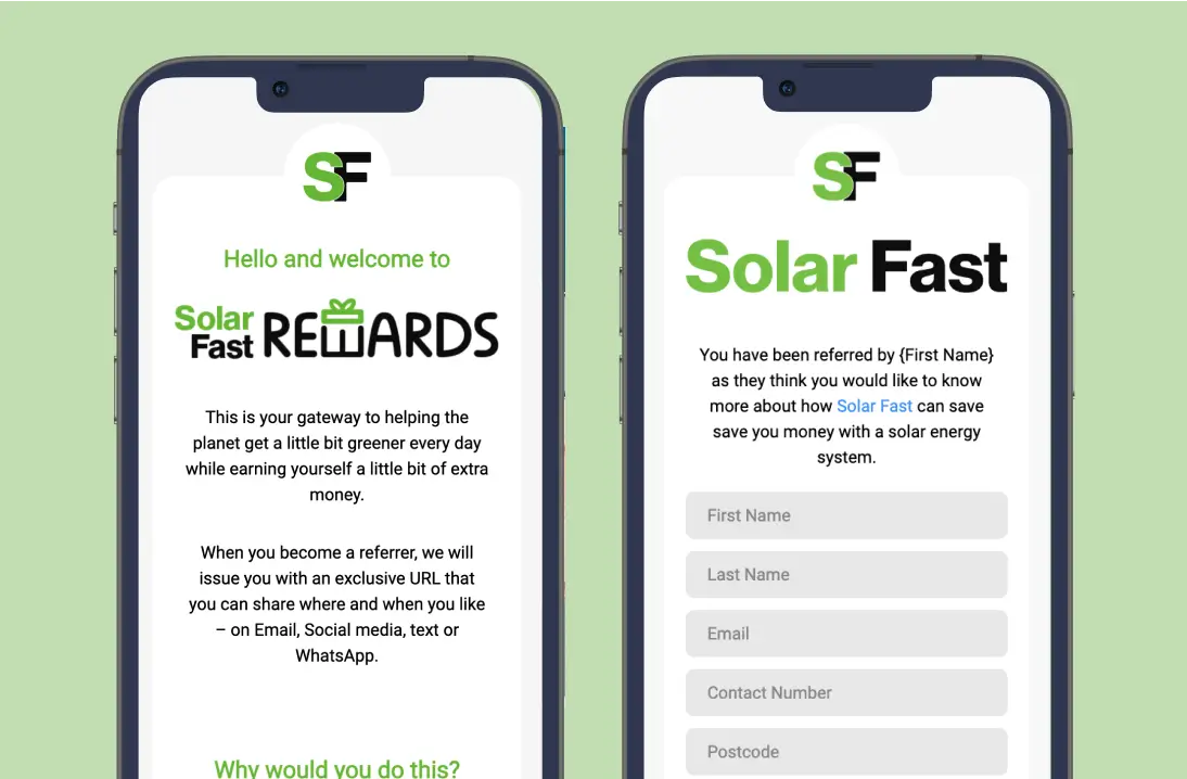 Solar Fast referral program screenshot