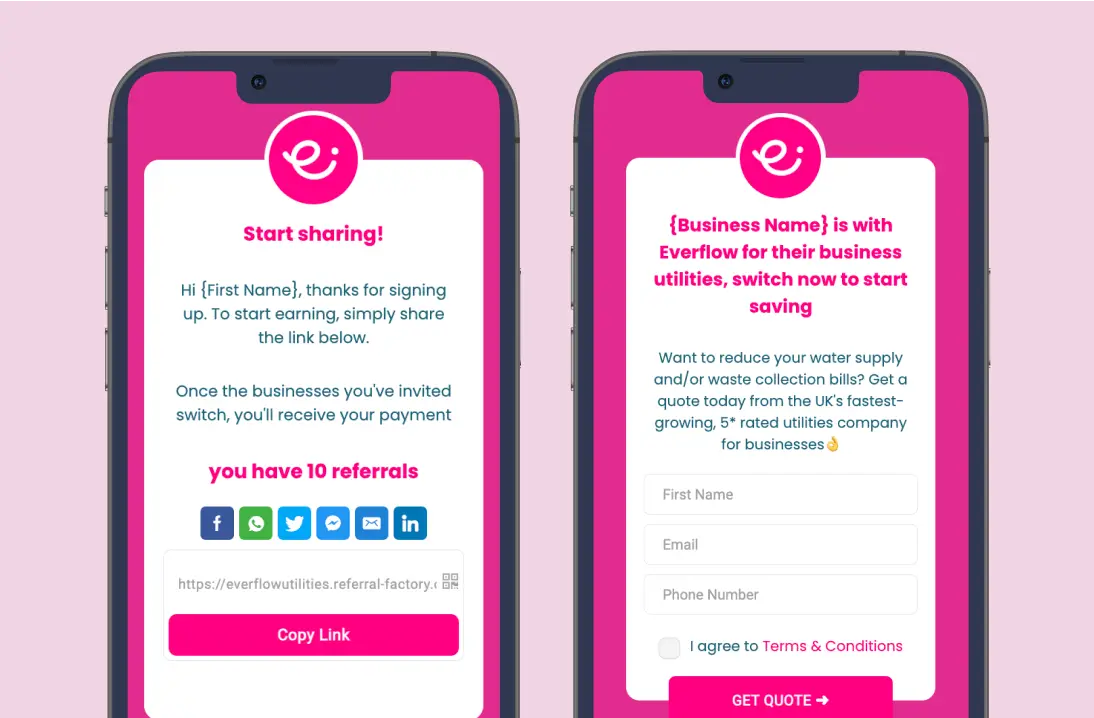 Everflow referral program screenshot