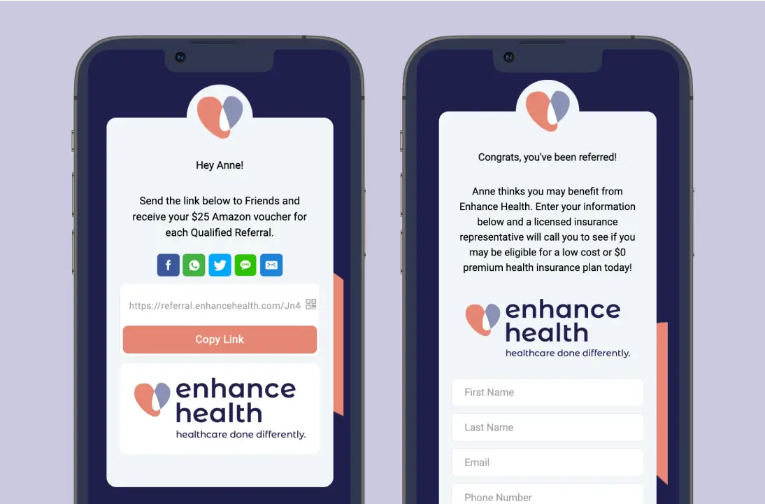 Enhance Health referral program screenshot