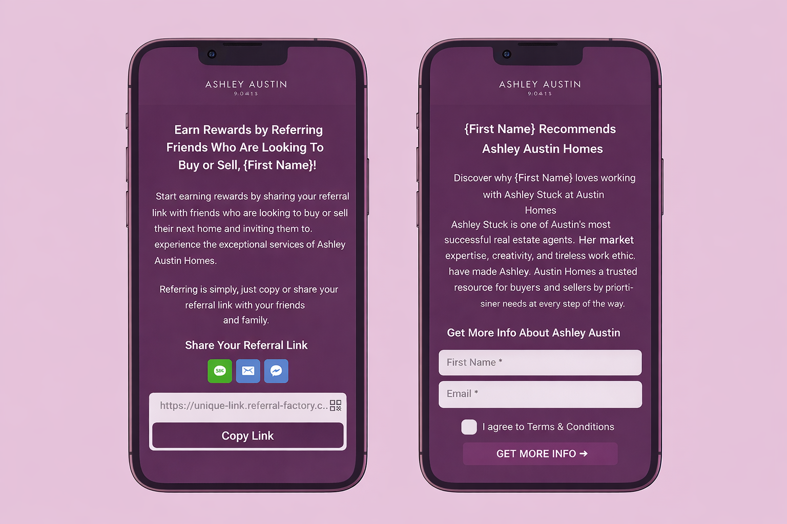 Ashley Austin Homes referral program screenshot