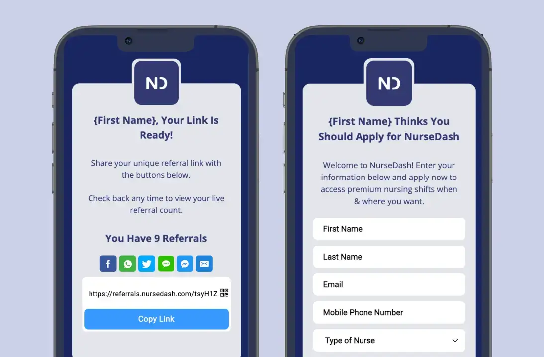 NurseDash referral program screenshot