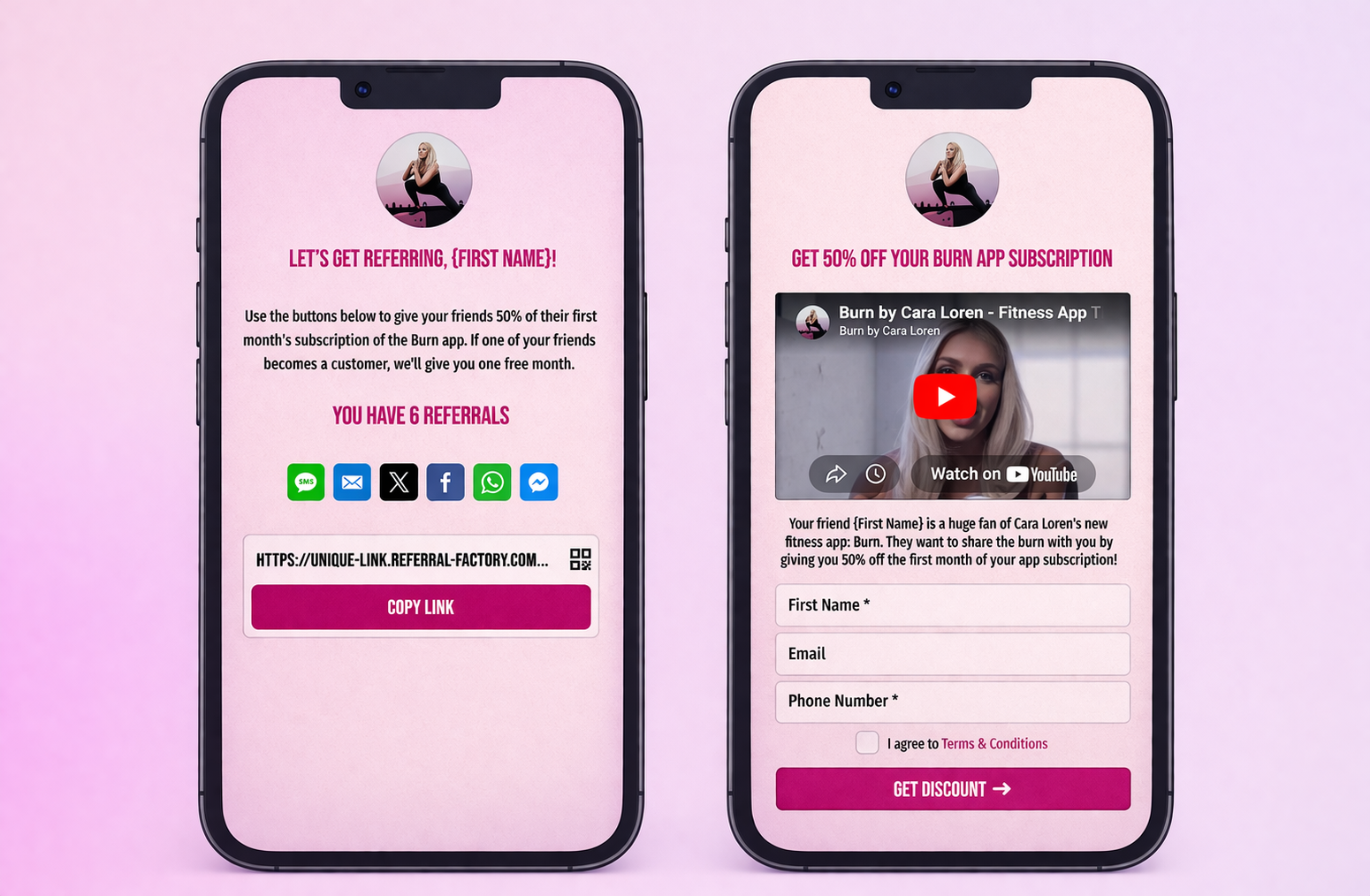 Burn referral program screenshot