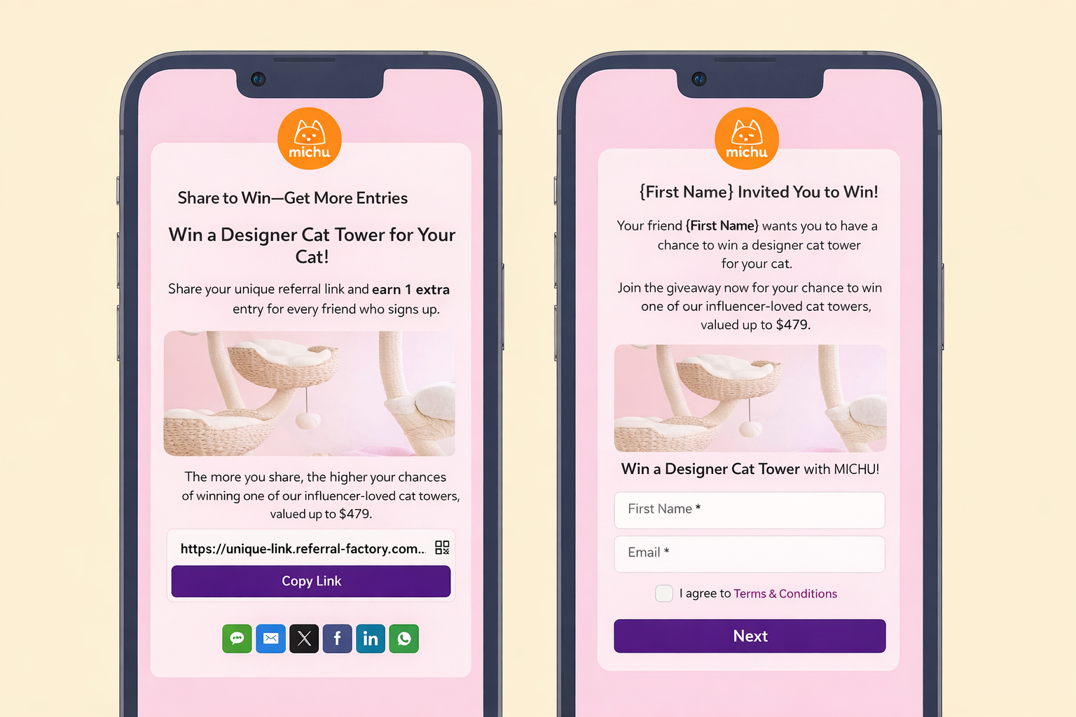 Michu referral program screenshot