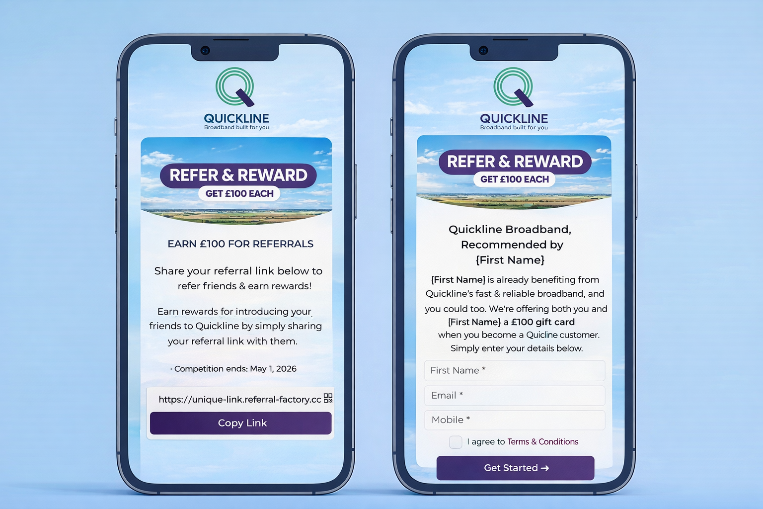 Quickline referral program screenshot