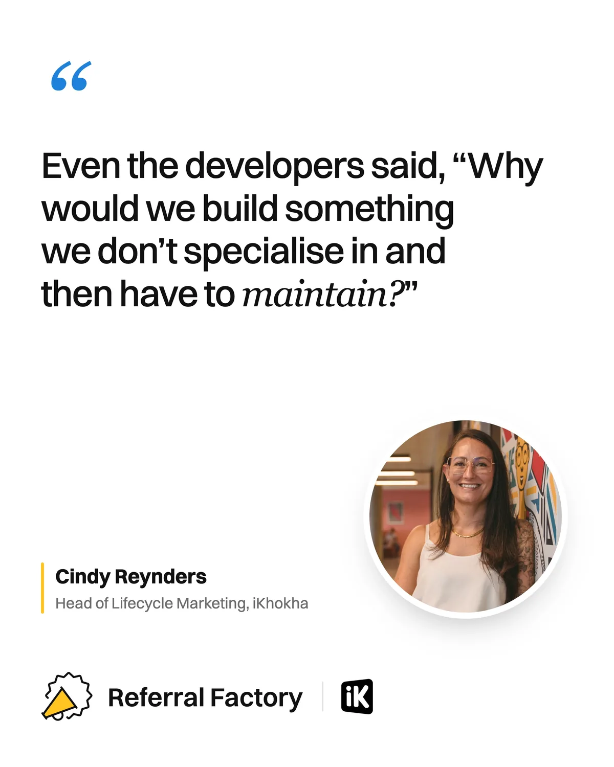 iKhokha's developers on build versus buy, "Even the developers said, why would we build something we don't specialise in and then have to maintain?", Cindy Reynders, iKhokha
