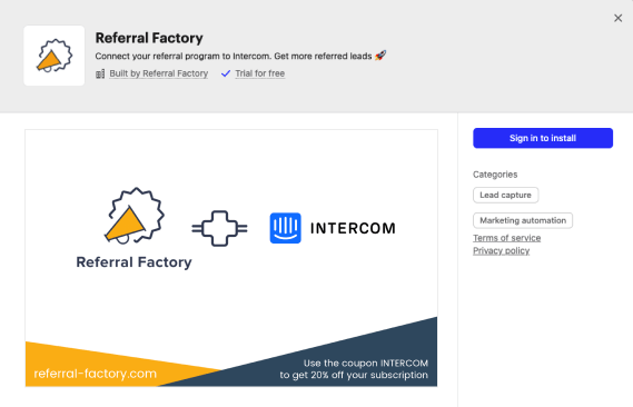 Intercom referral software integration