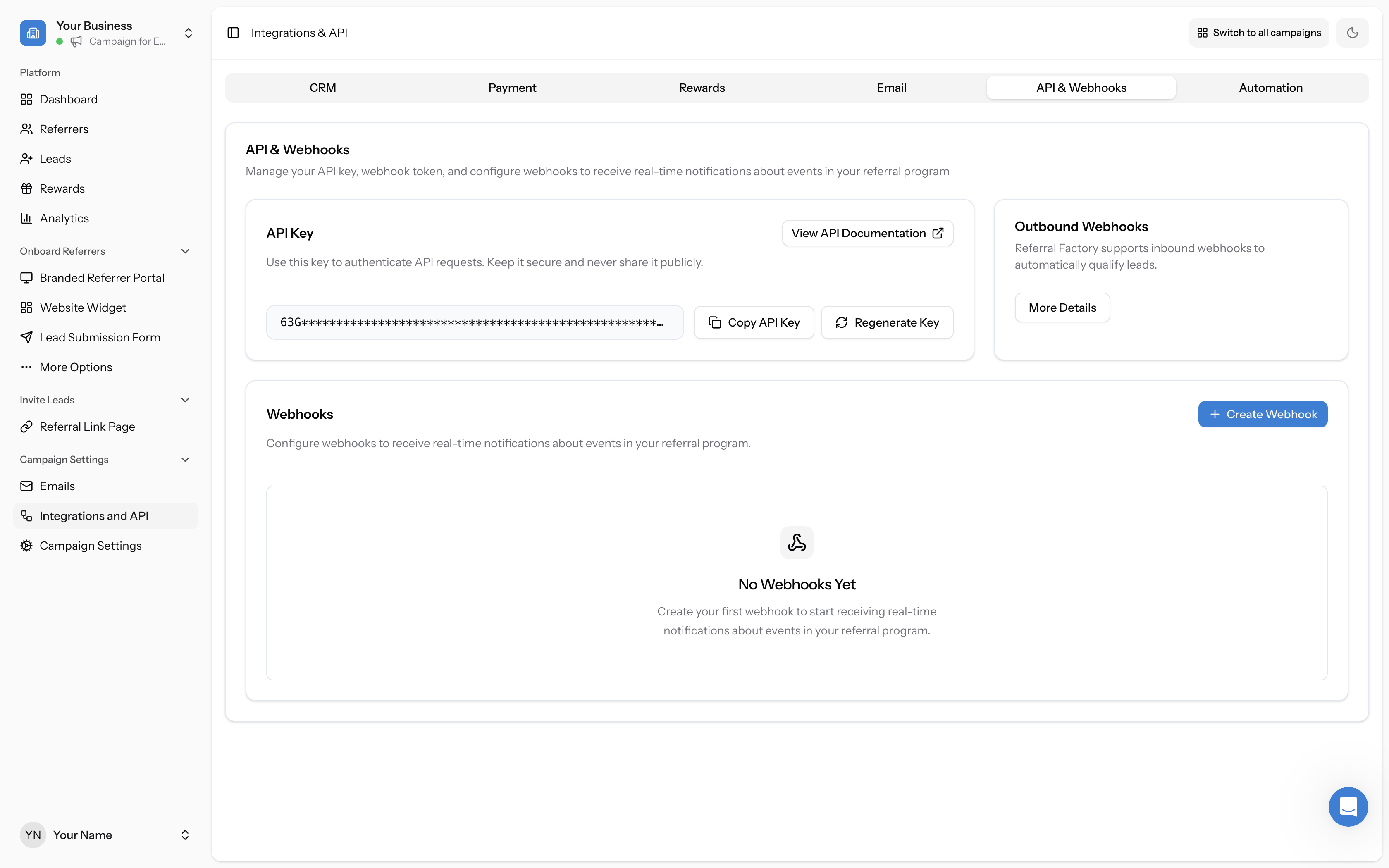 Screenshot showing API Key