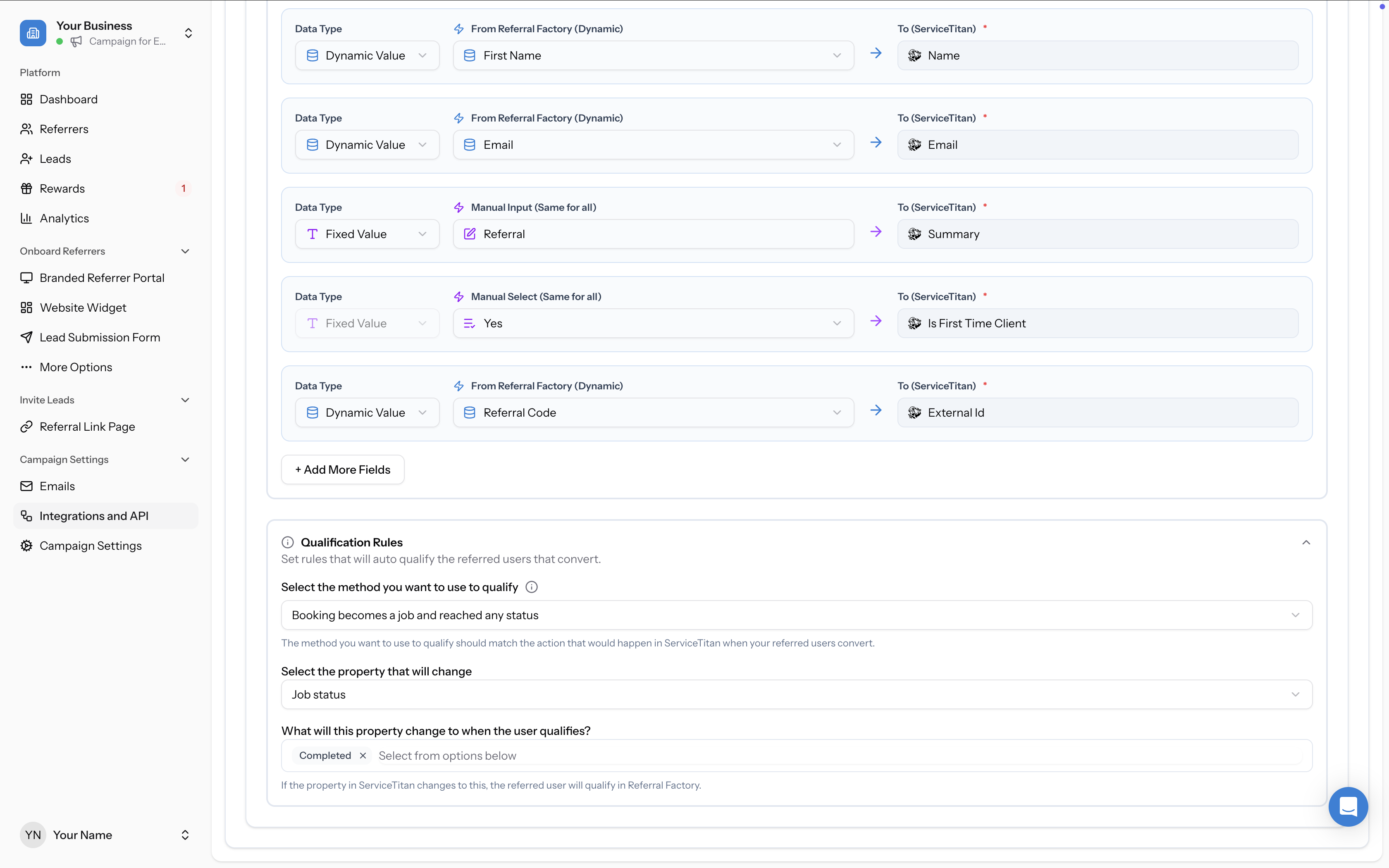 Qualification Rules fully configured with Job status property set to Completed