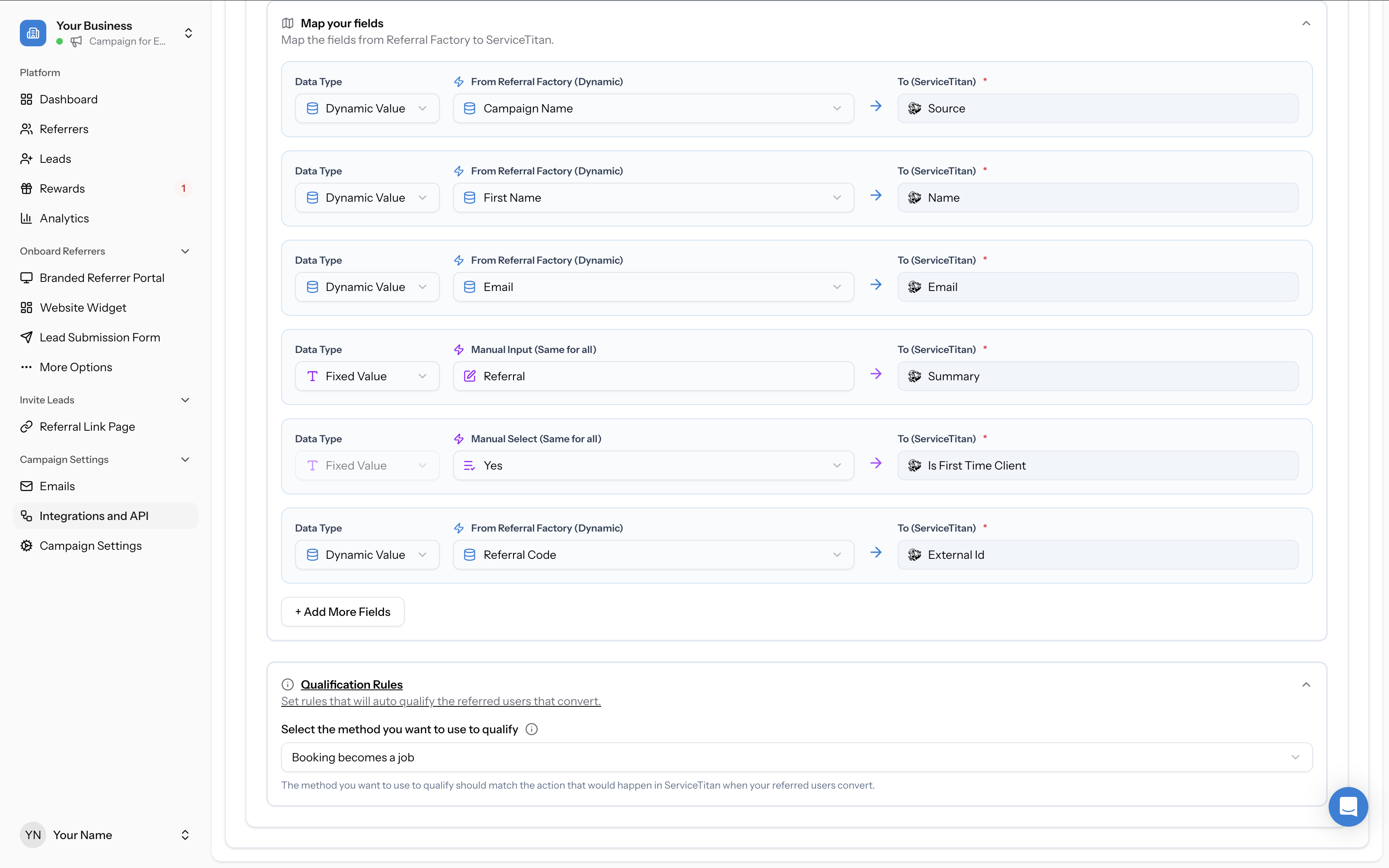 Qualification Rules with "Booking becomes a job" selected