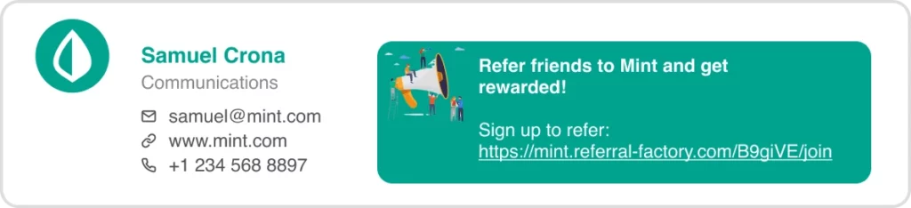 email signature referral link