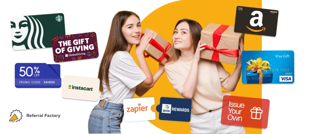 referral rewards options how to choose gift cards discounts amazon voucher