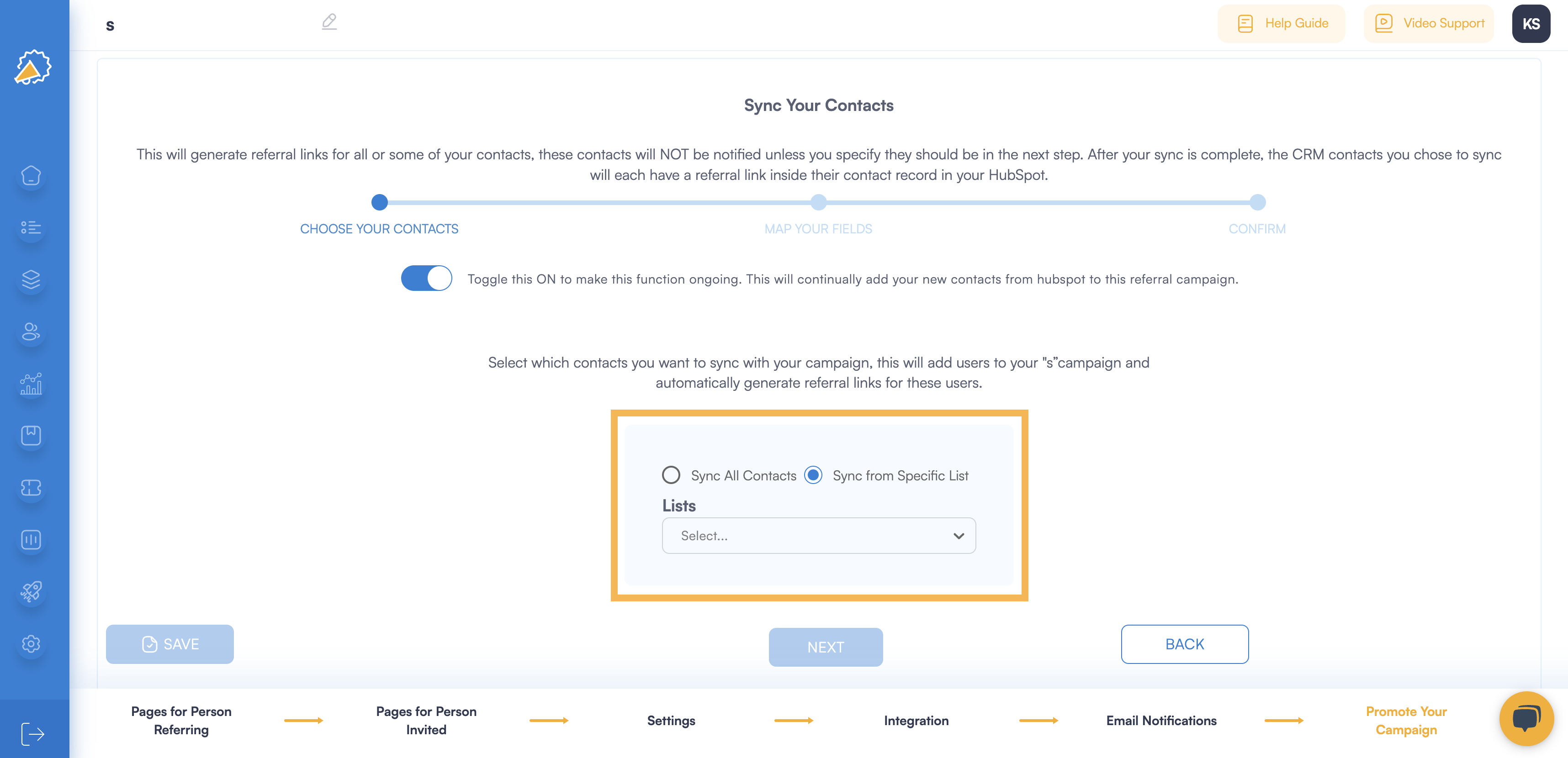 referral software that integrates with hubspot contact sync