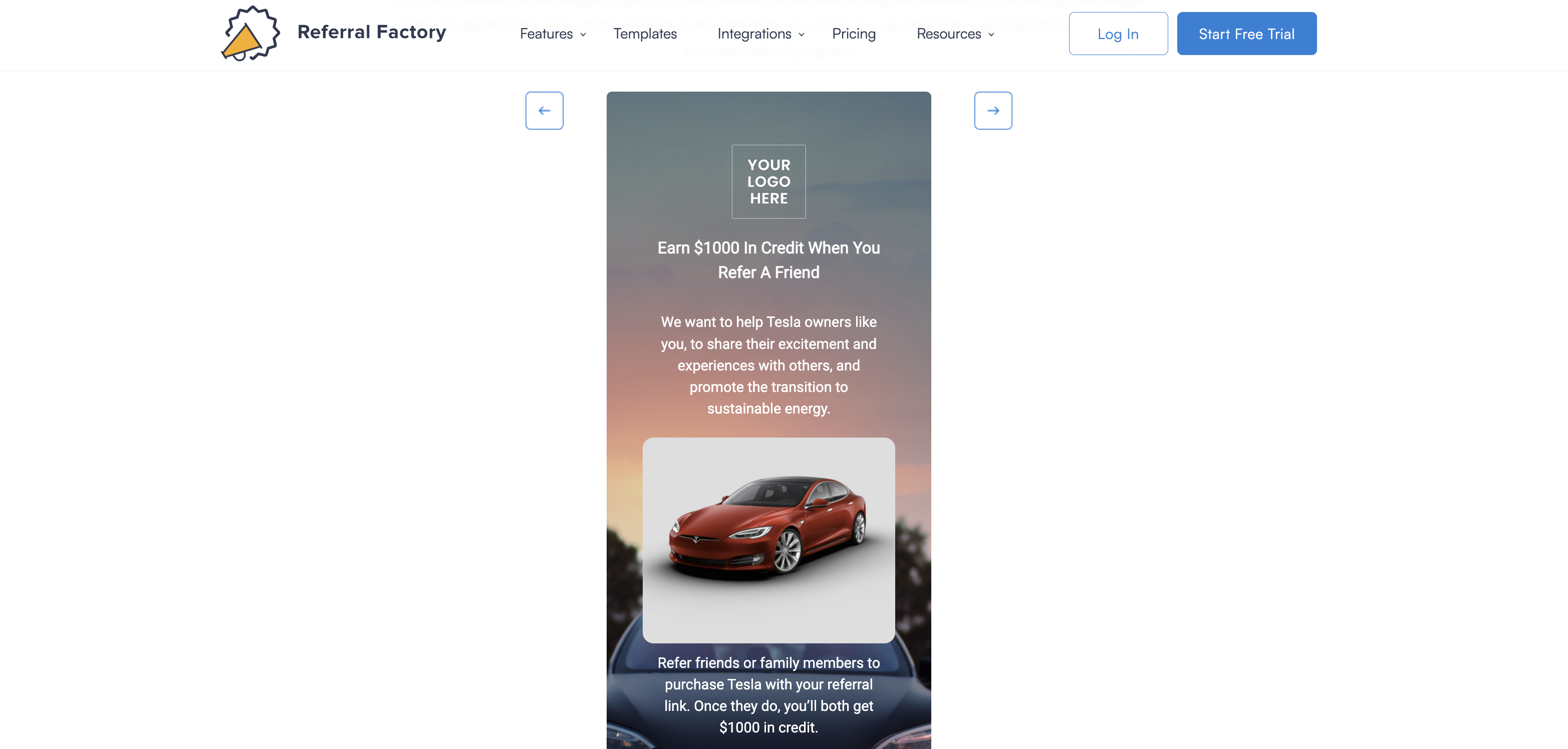 tesla referral program template referral factory