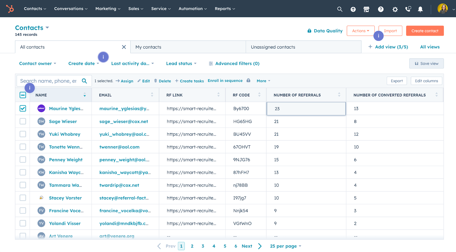 referrer dashboard in hubspot crm