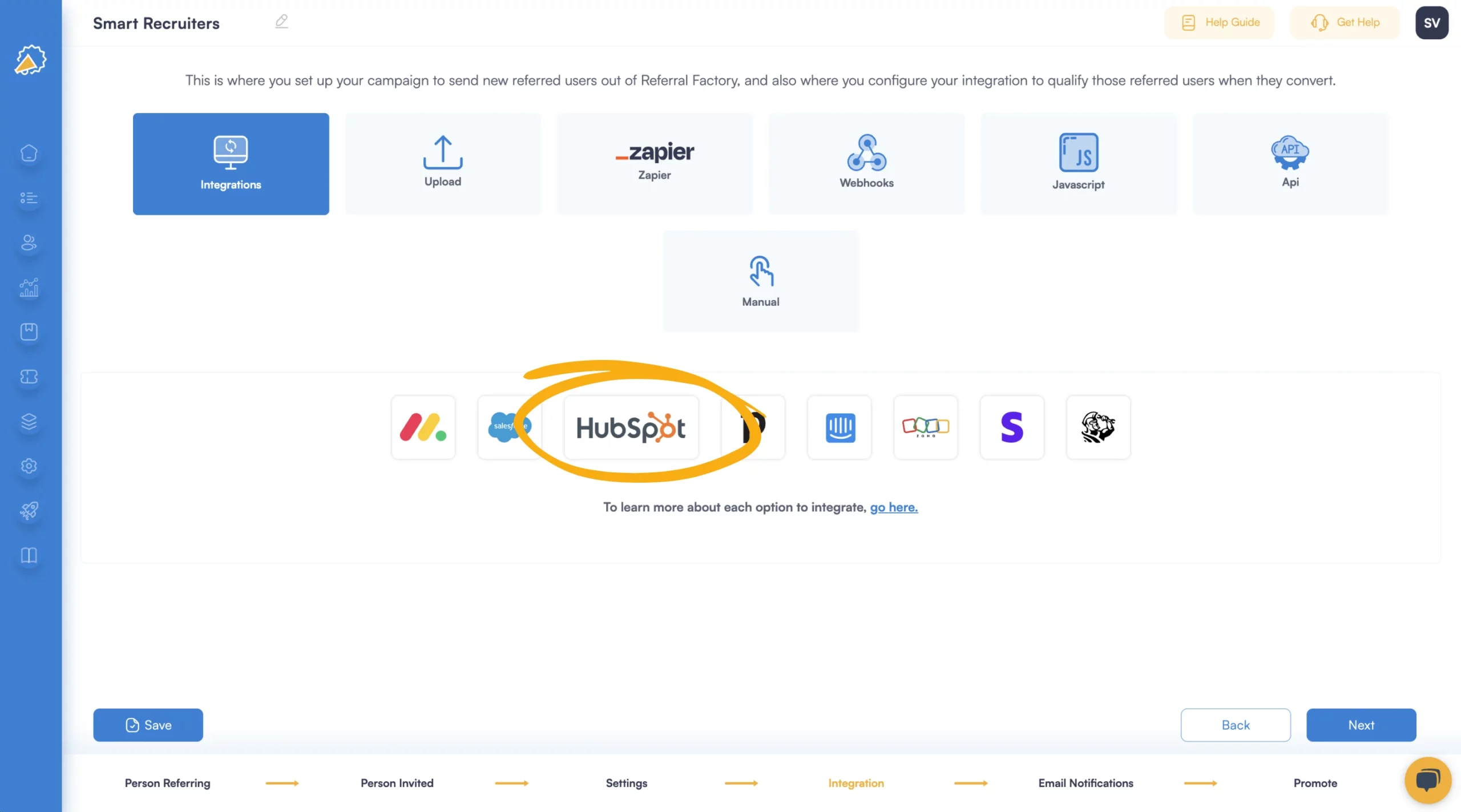 referral marketing tools referral program software step 2 connect your HubSpot CRM integration