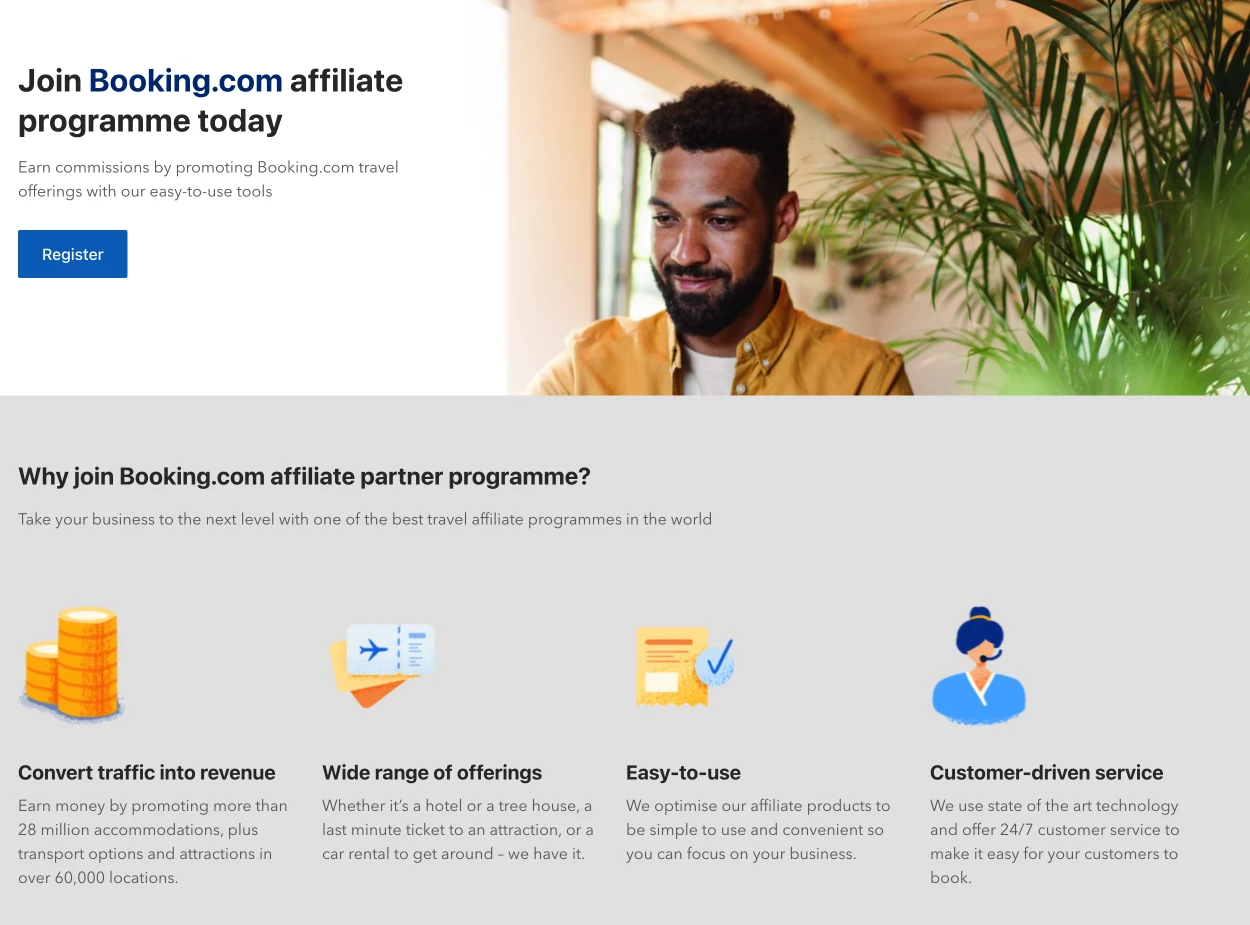 best affiliate partner programs example booking.com