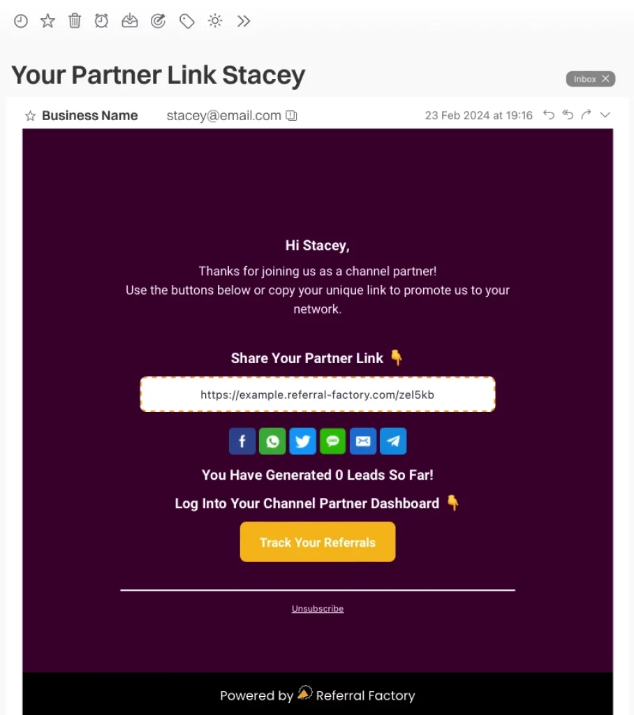channel partner link email example