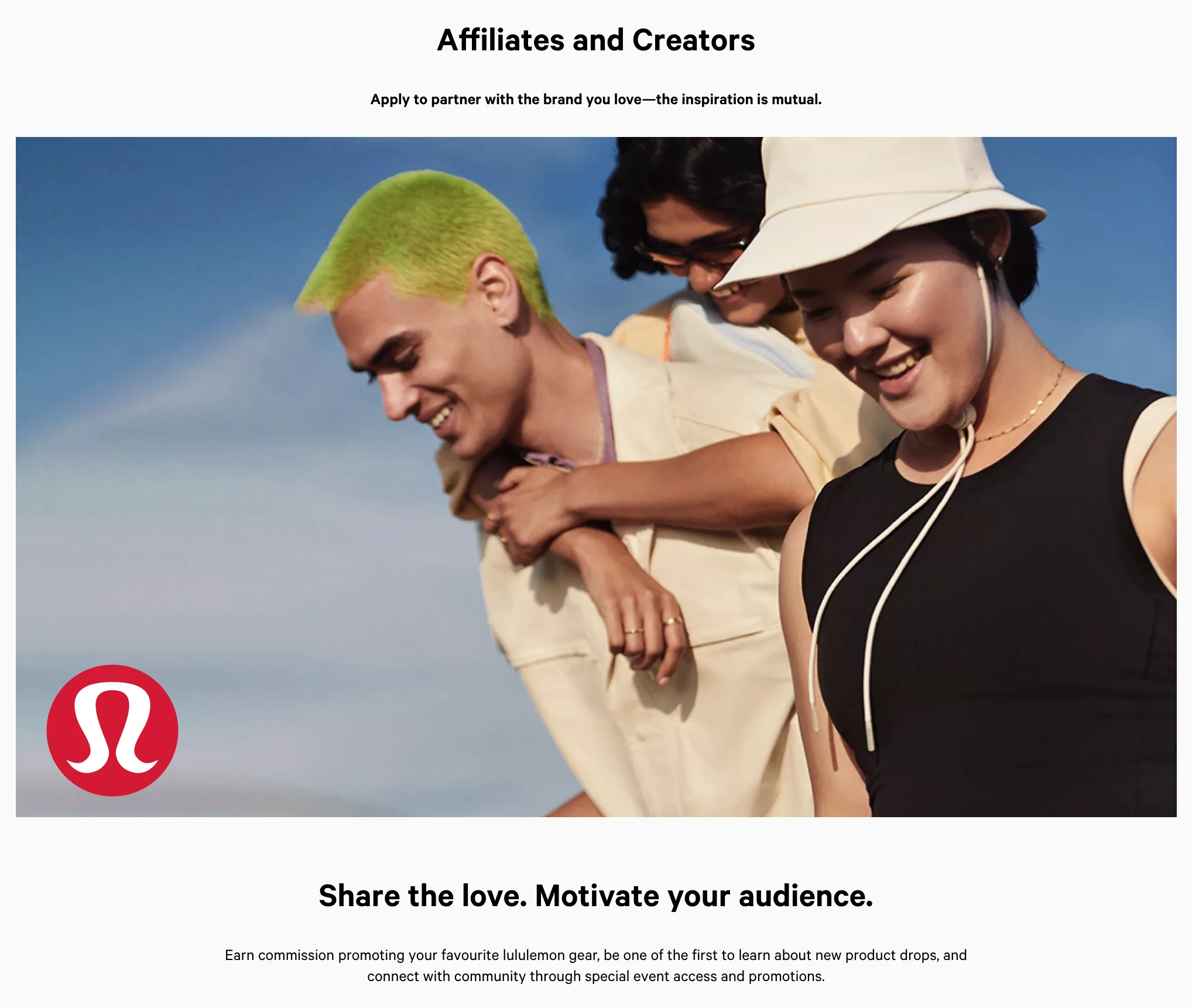 Lululemon affiliates and creators program example global brand ambassador program 