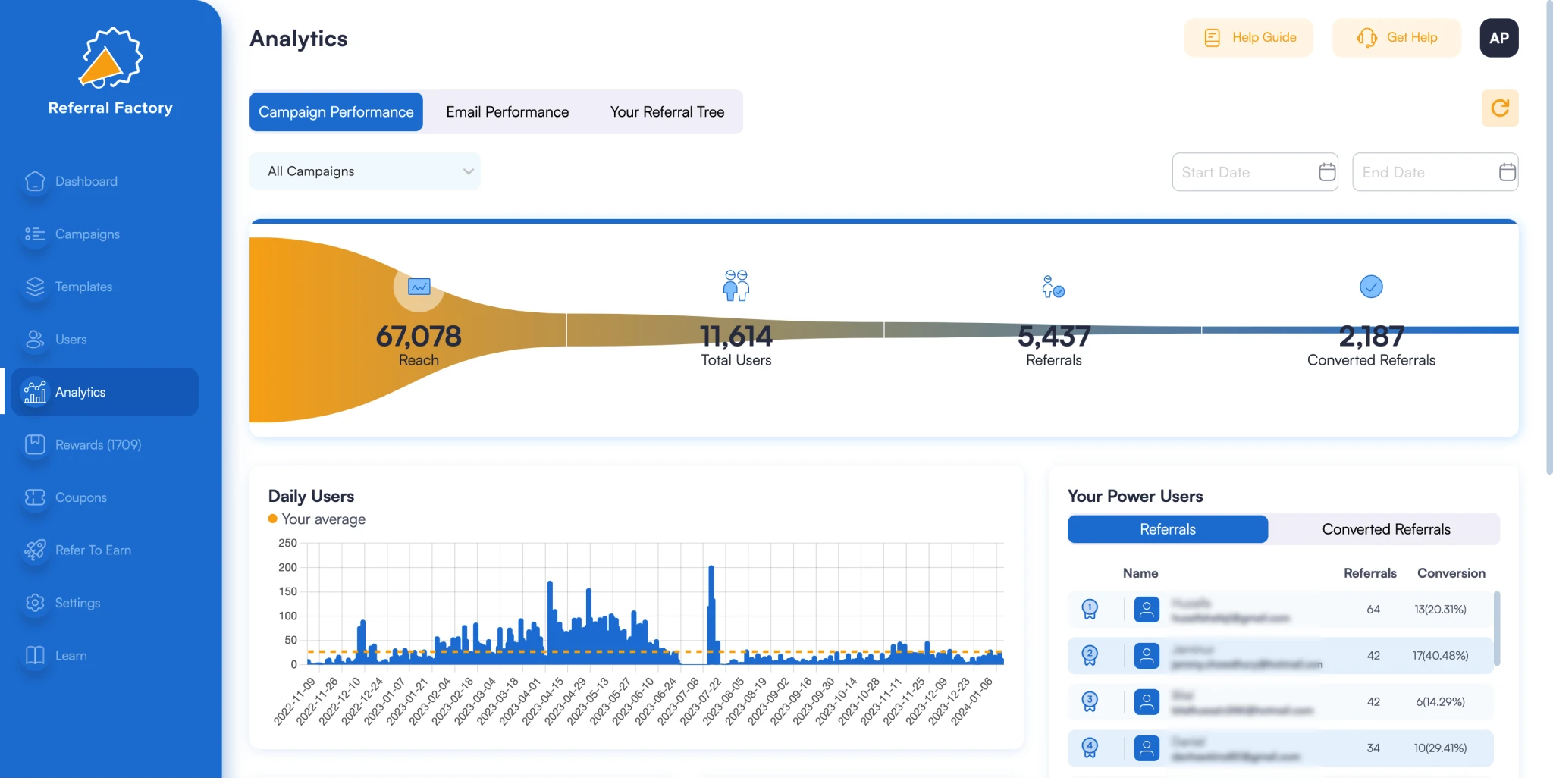 affiliate marketing tool tracking analytics example referral factory