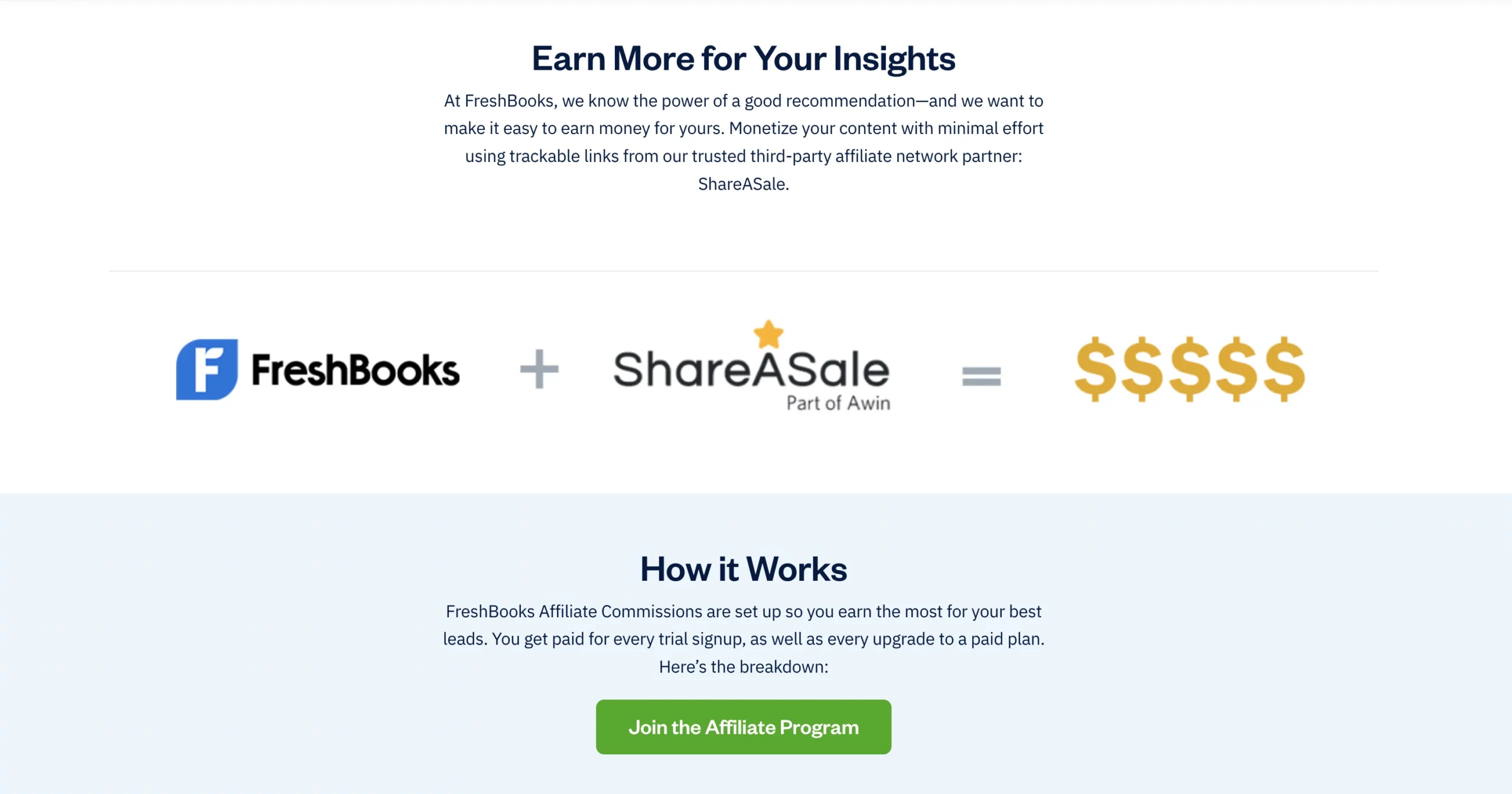 freshbooks saas affiliate marketing program shareasale how it works