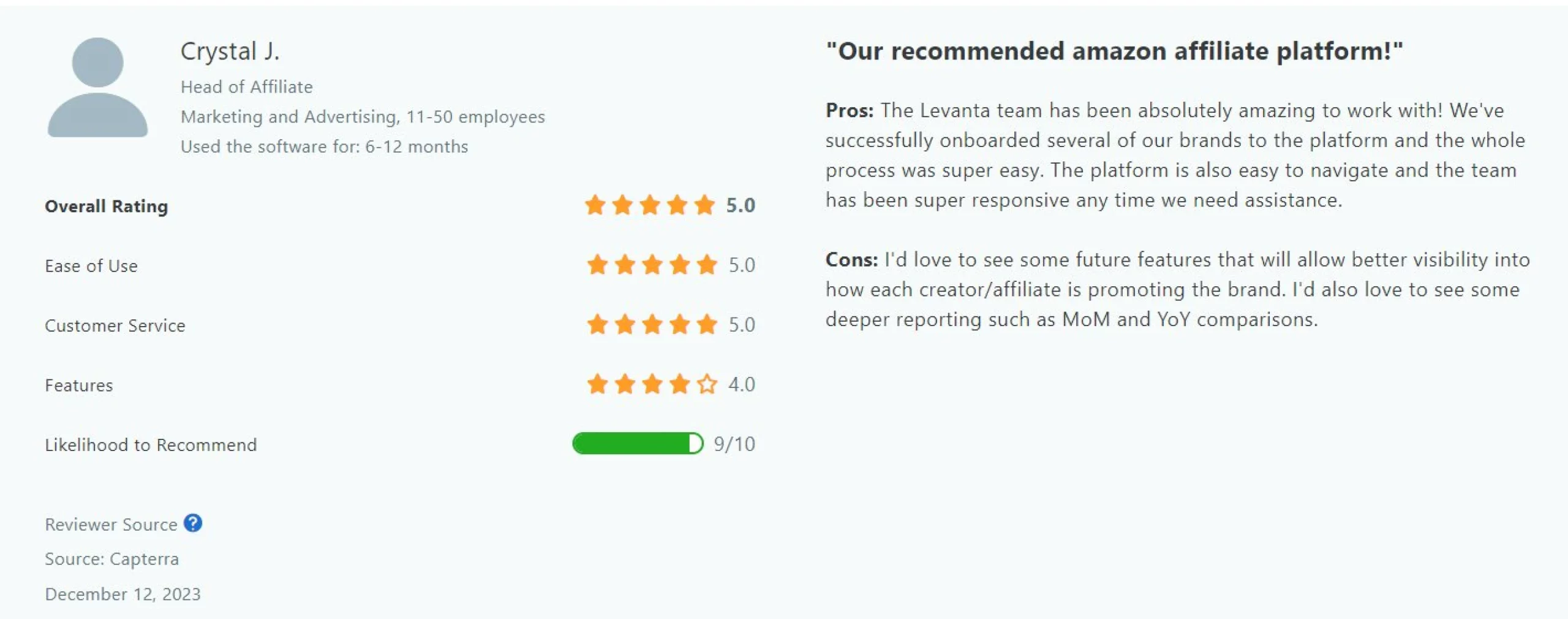 levanta customer review