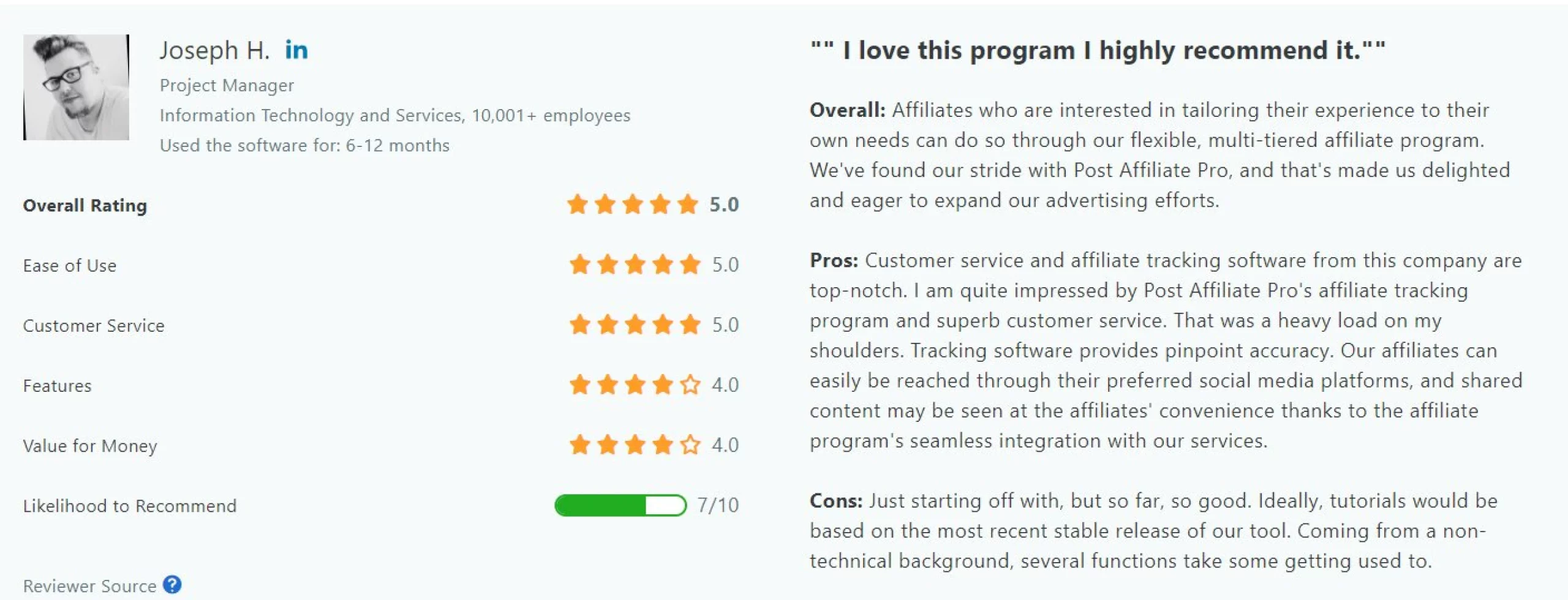 post affiliate pro customer review