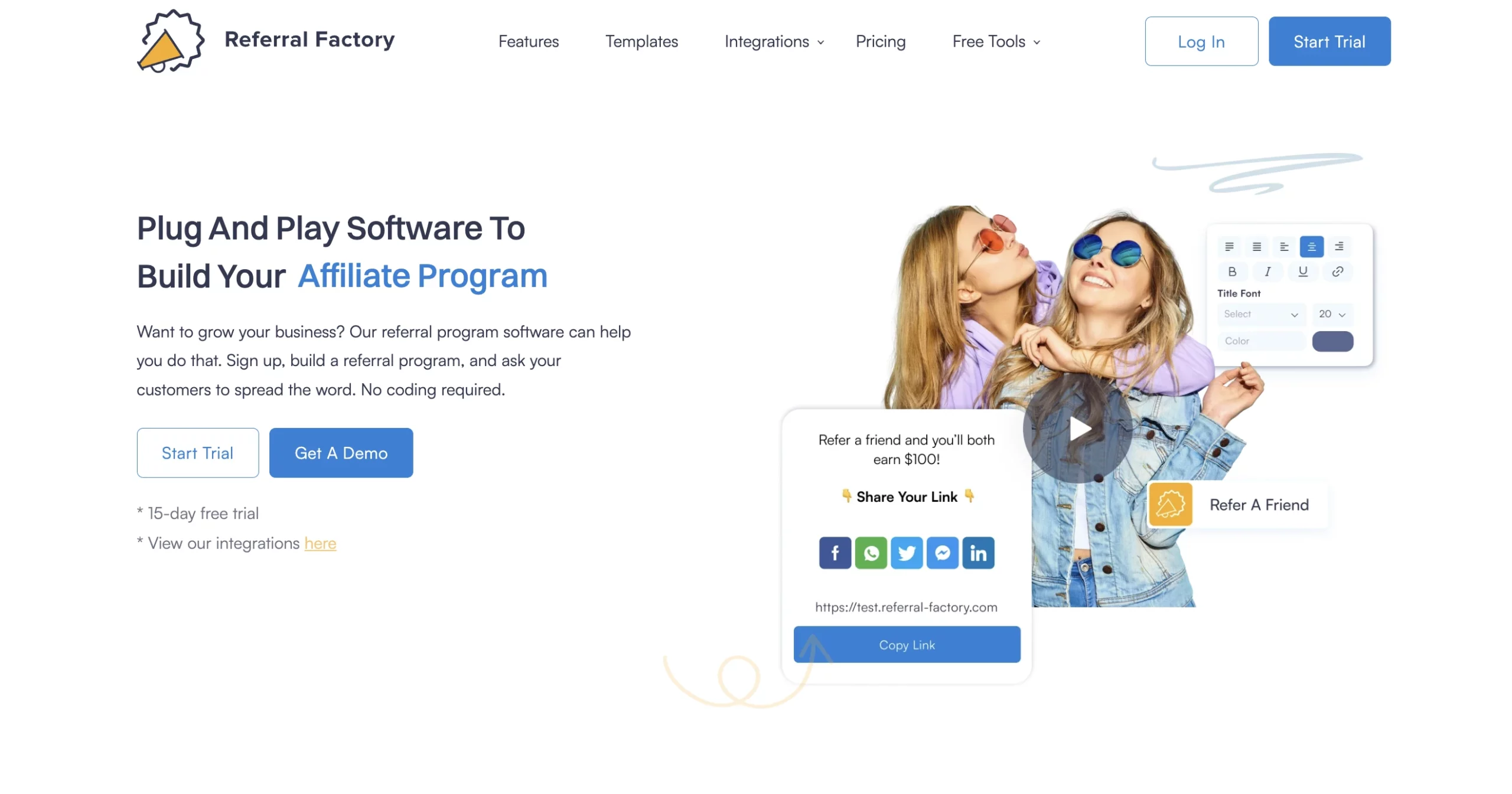 referral factory top-rated affiliate software plug and play build your affiliate program