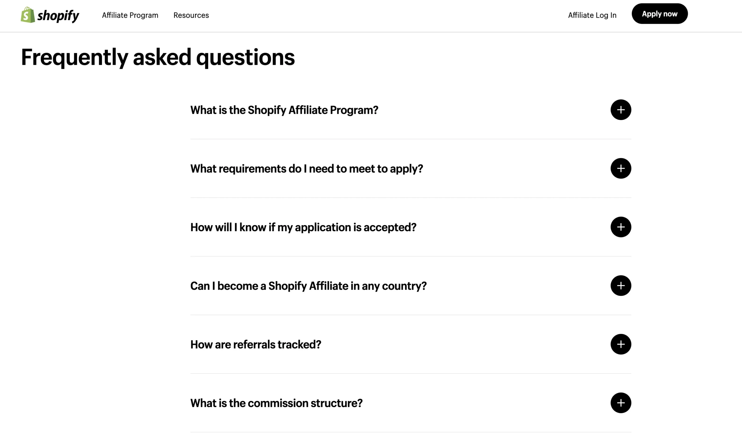 shopify affiliate program frequently asked questions faq transparency