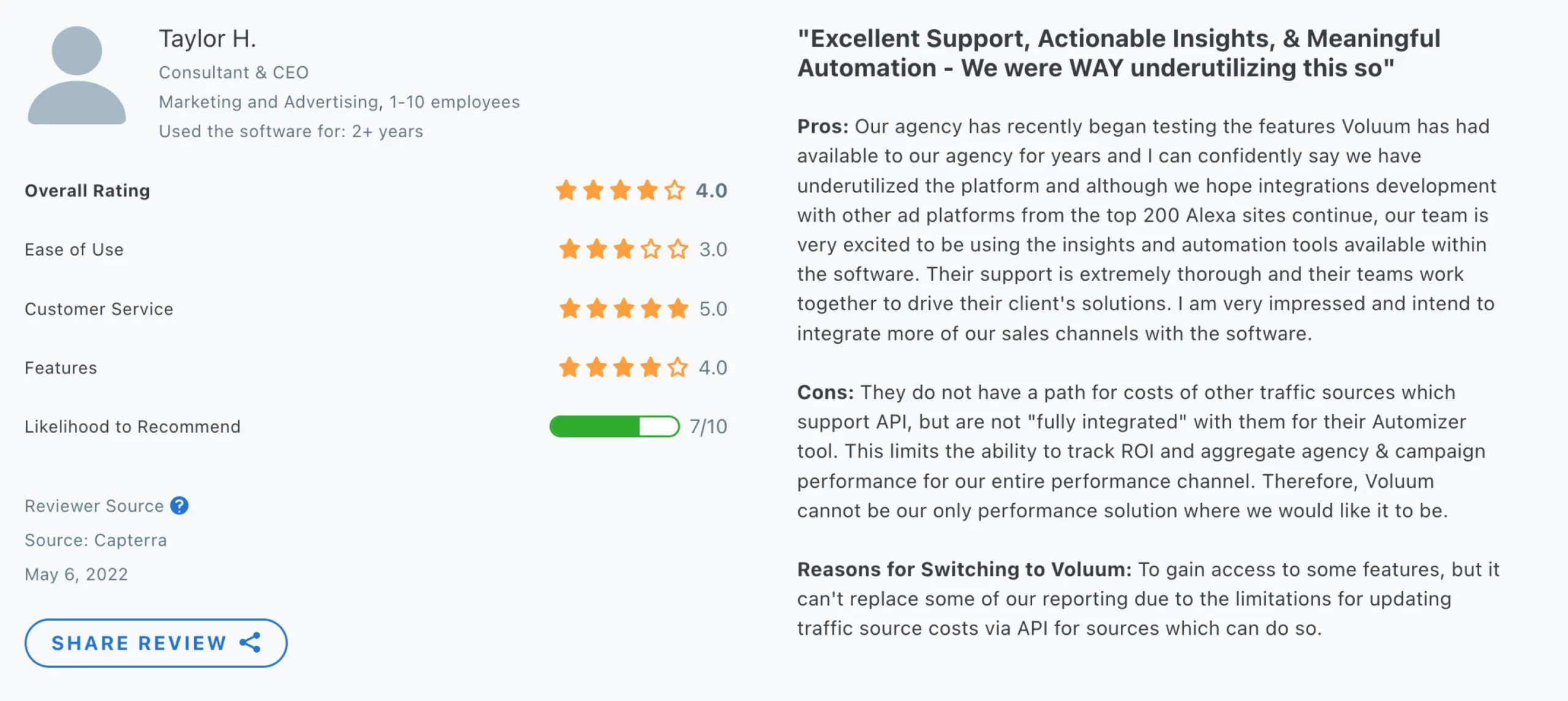 voluum customer review