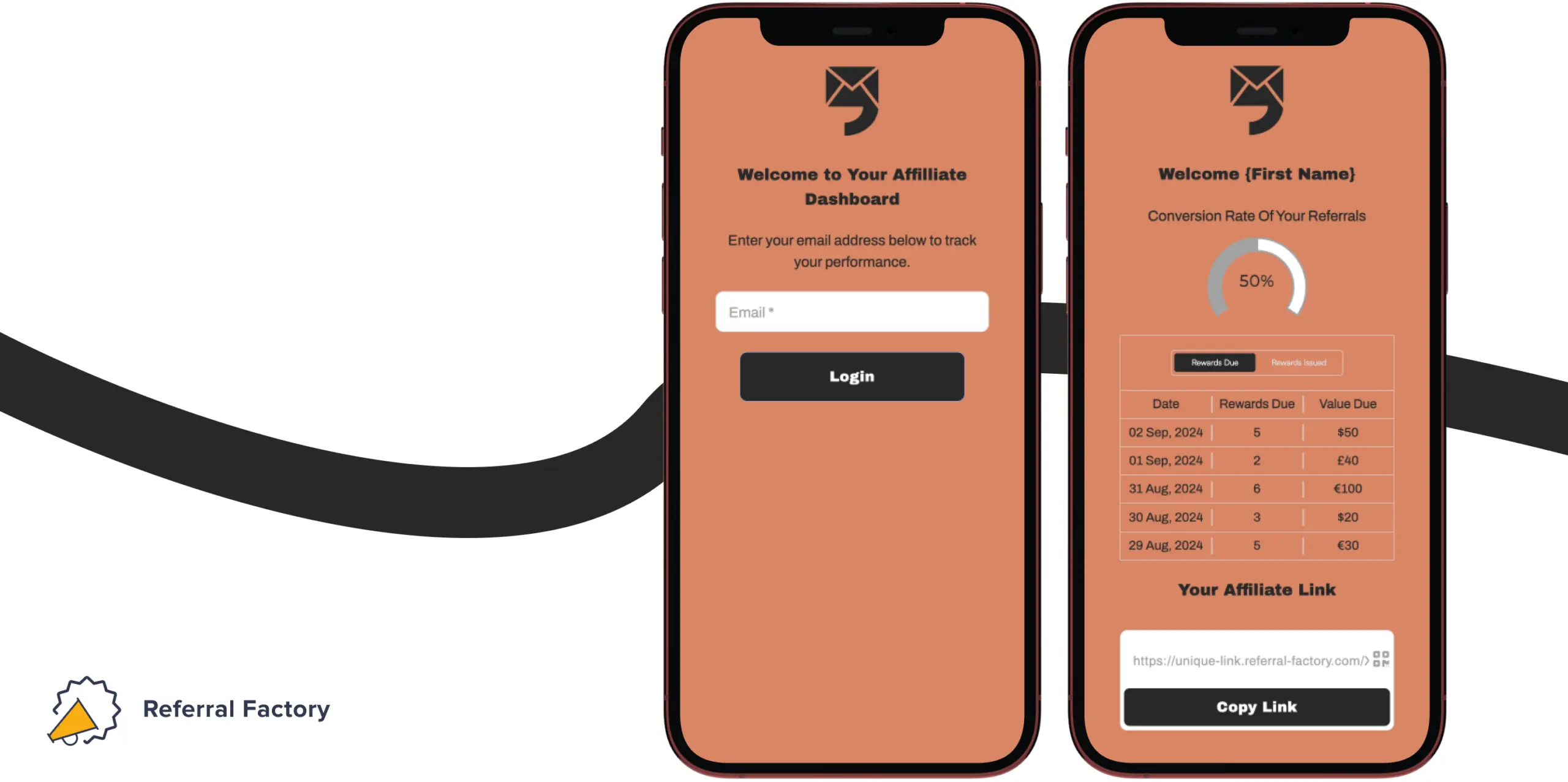affiliate dashboard referral factory