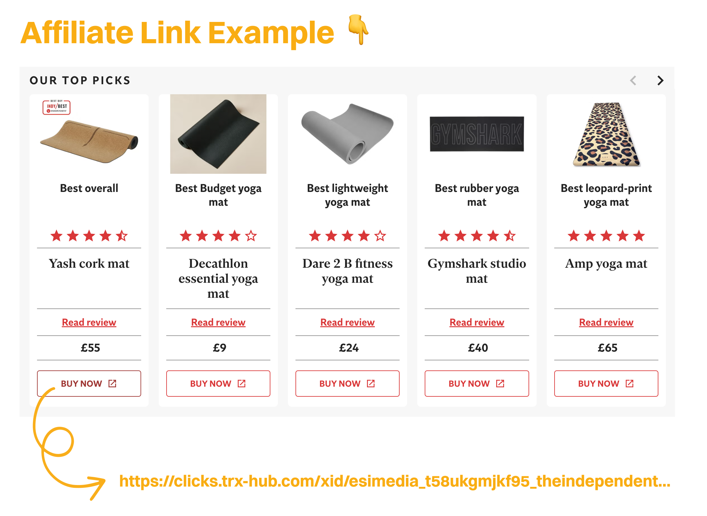 example affiliate links independent yoga mats