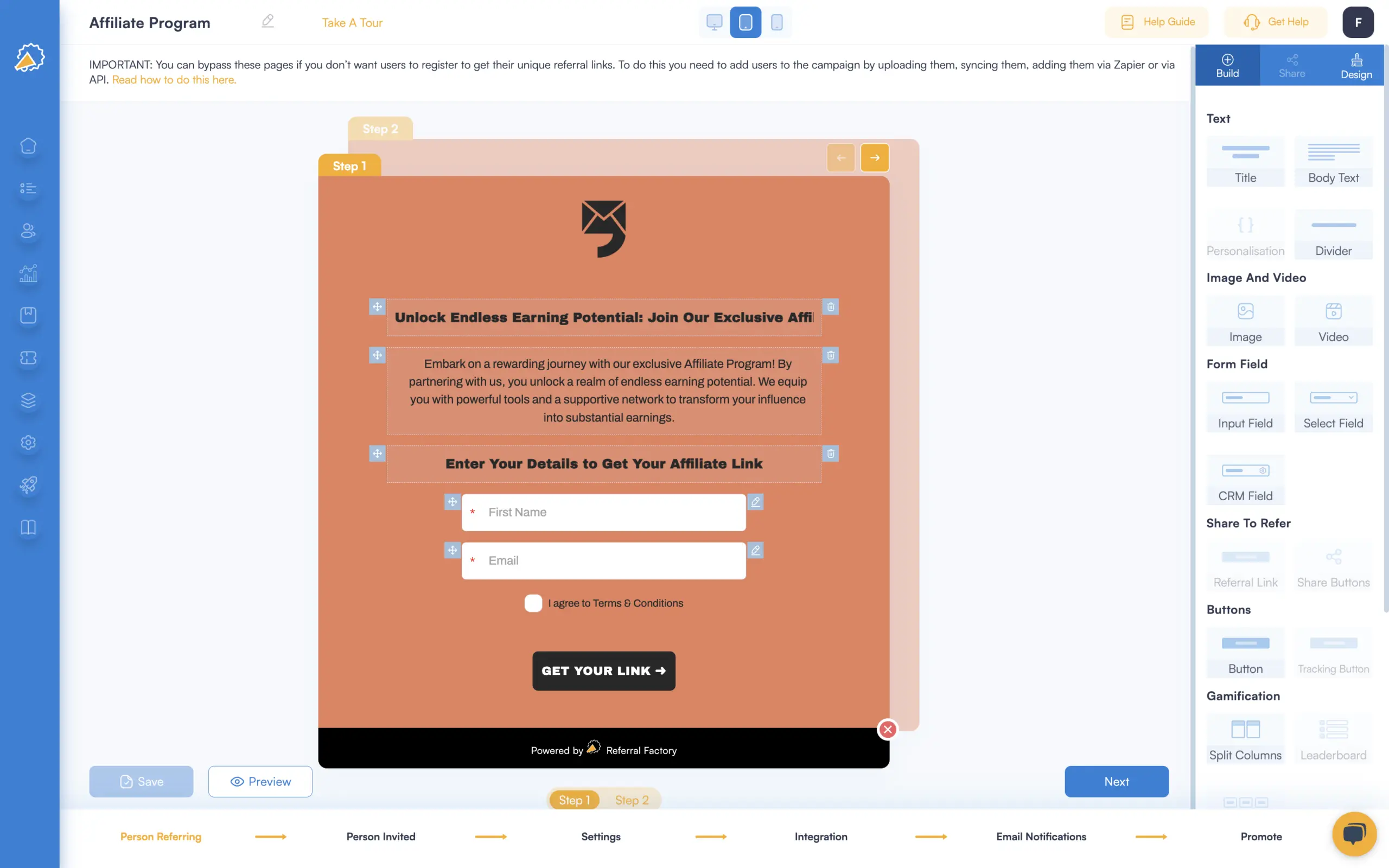 affiliate recruitment form builder affiliate marketing software referral factory