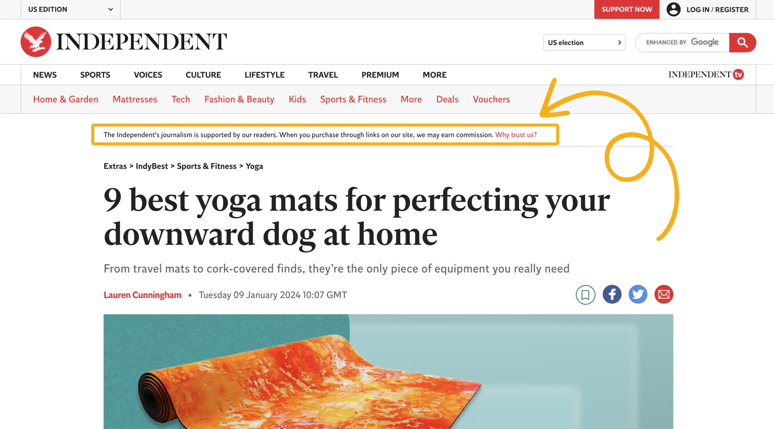 affiliate marketing example article independent sponsored links