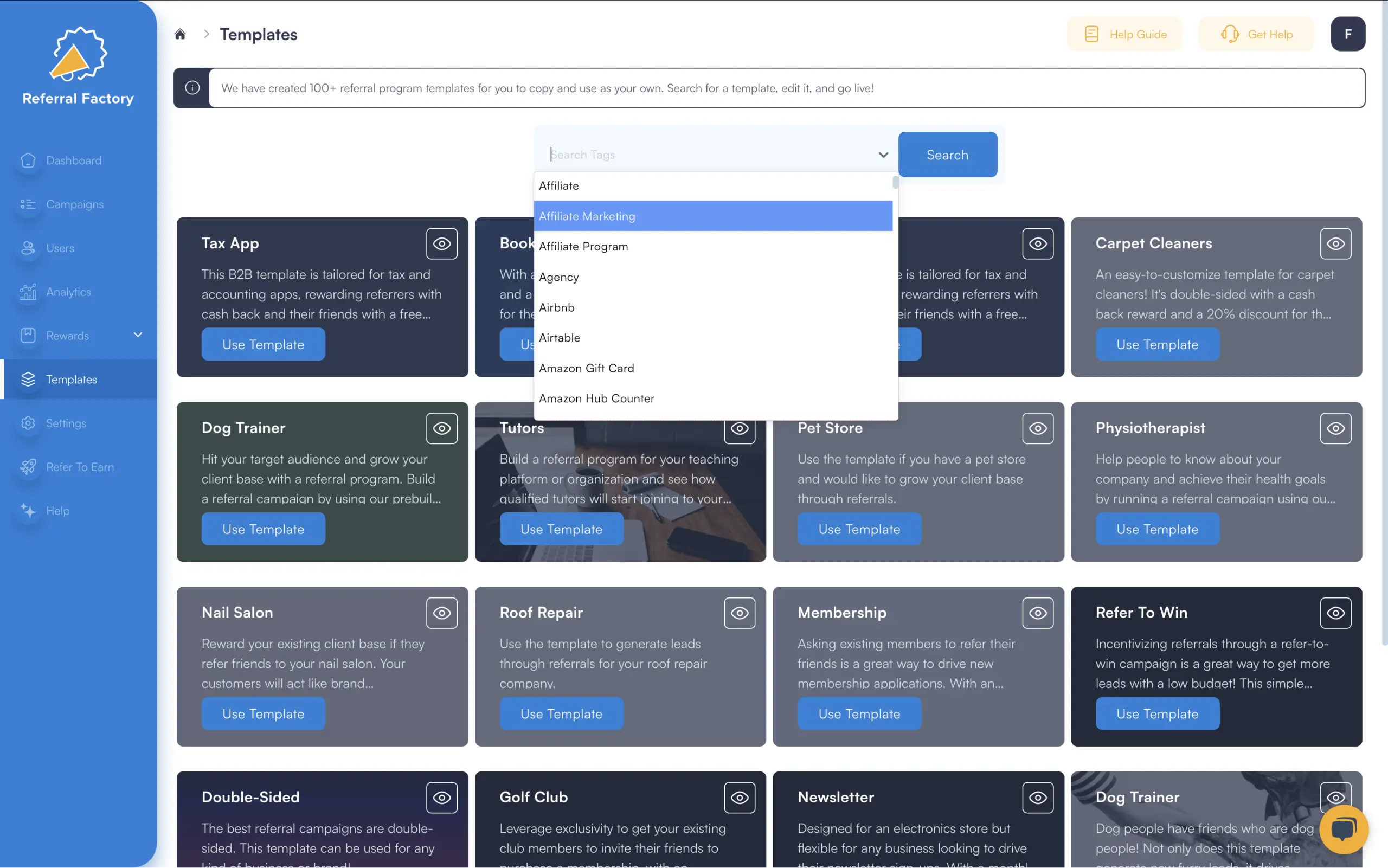 affiliate program templates referral factory